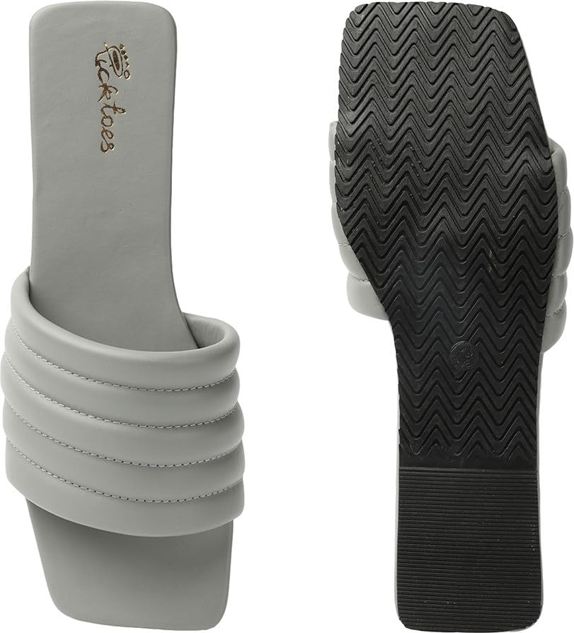 Image of Picktoes Pt-427 Women's Grey Synthetic Leather Casual Flat Sandal