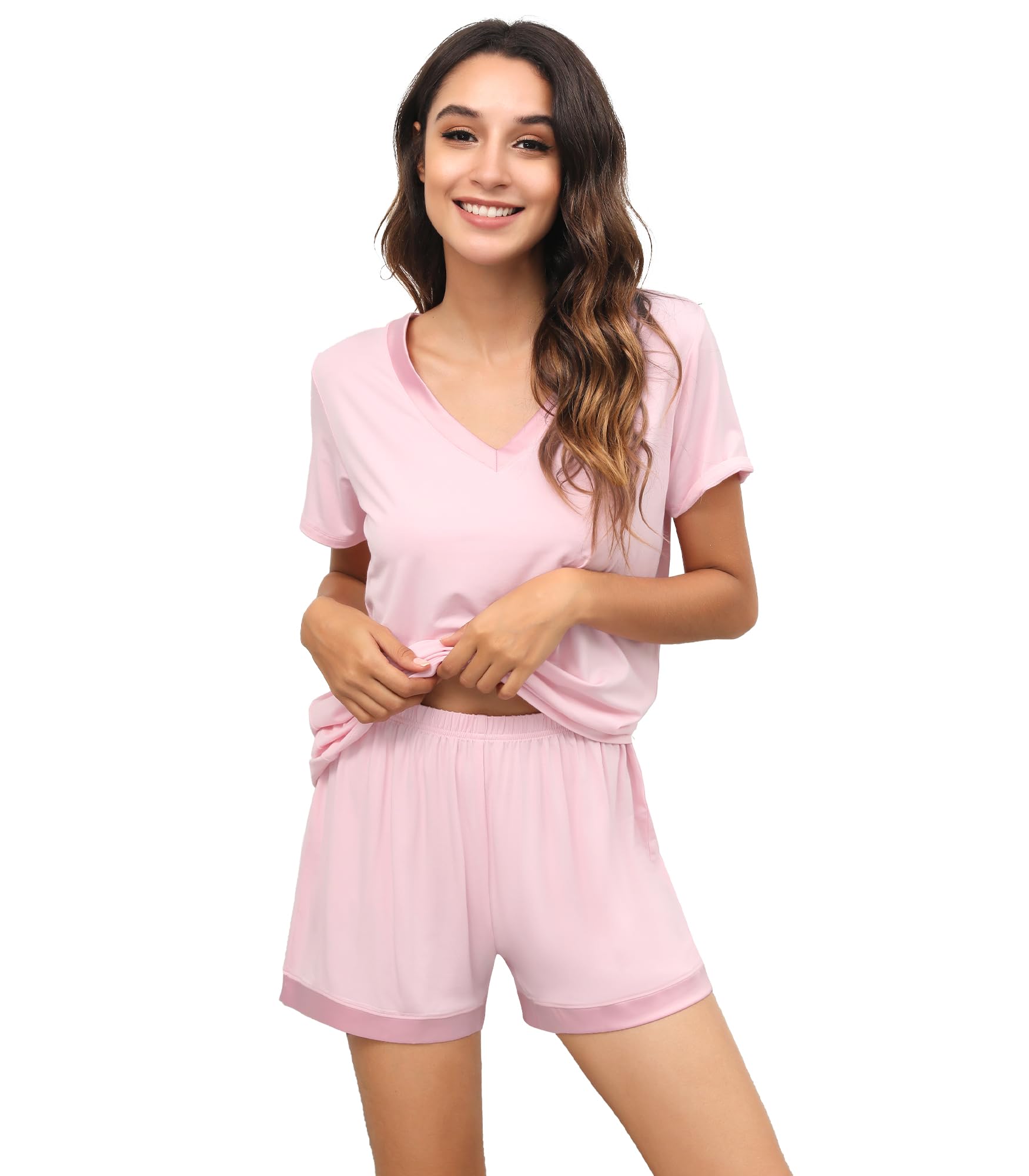 WiWi Viscose from Bamboo Pajamas Set for Women Super Soft Short Sleeve Cooling Summer Plus Size Pjs Sets Sleepwear S-4X