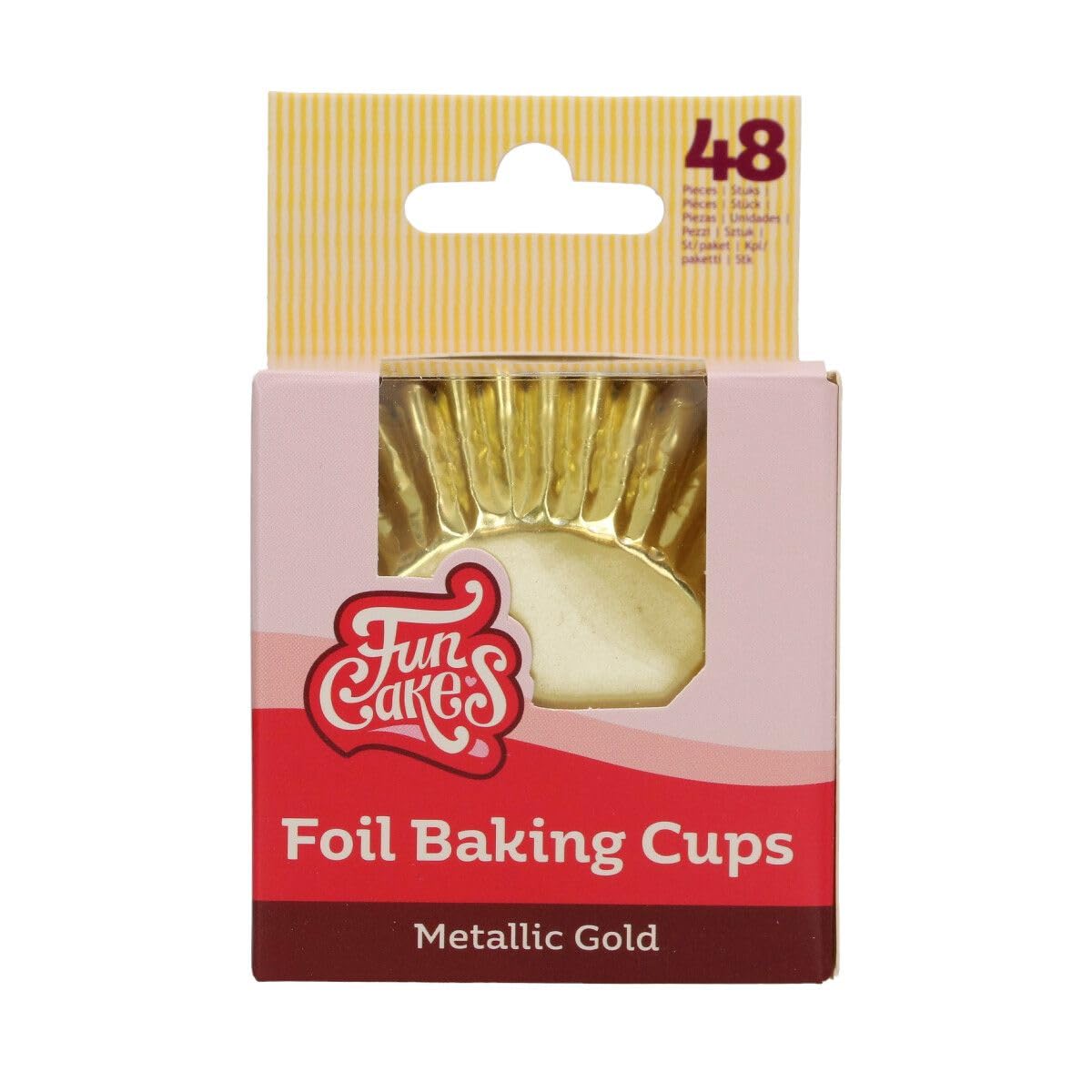 FunCakes Foil Baking Cups Metallic Gold, Cupcake Cases for Baking Greaseproof Baking Cups Firm Foil Paper for Cupcakes, Muffins, Brownies and More, 48-Piece