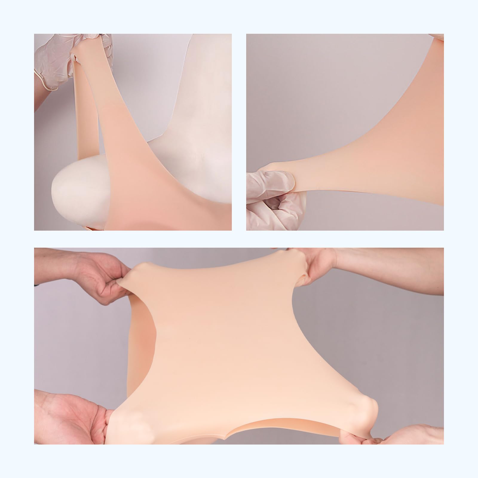 KUMIHO Faux Sein Silicone Cou rond Artificielle Poitrine Forme Poitrine Prothèse pour Crossdresser Transgenres Mastectomie C Cup Ivoire Blanc Remplie de Silicone