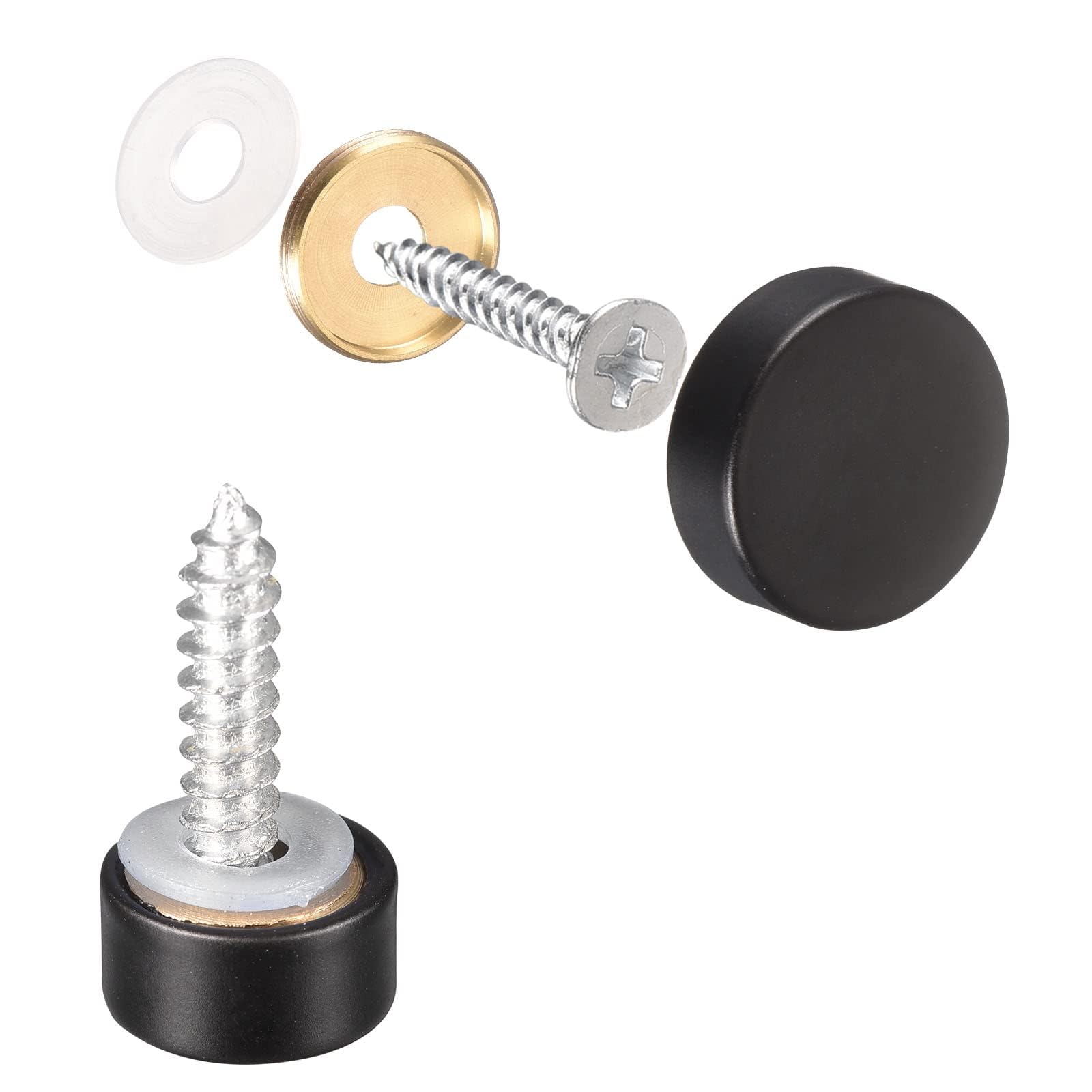 TOP-VIGOR 6Pcs Mirror Screws, 10mm brass Mirror Screws Cap Nail with Washers