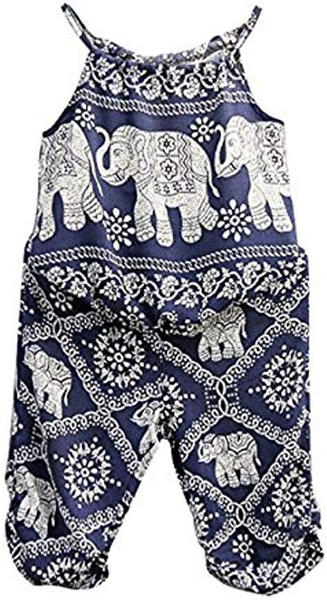 Carolilly2Pcs/Set Kids Baby Girls Jumpsuit Romper, Elephant Straps Tops+Harem Pants Outfit