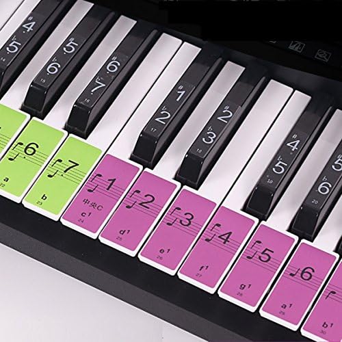 Easy Piano Keyboard Stickers - Full Set Piano Keyboard White and Black Keys Colorful Piano Music Stickers for Kids,Stickers for Piano 49 / 61 / 76 / 88 Keyboards