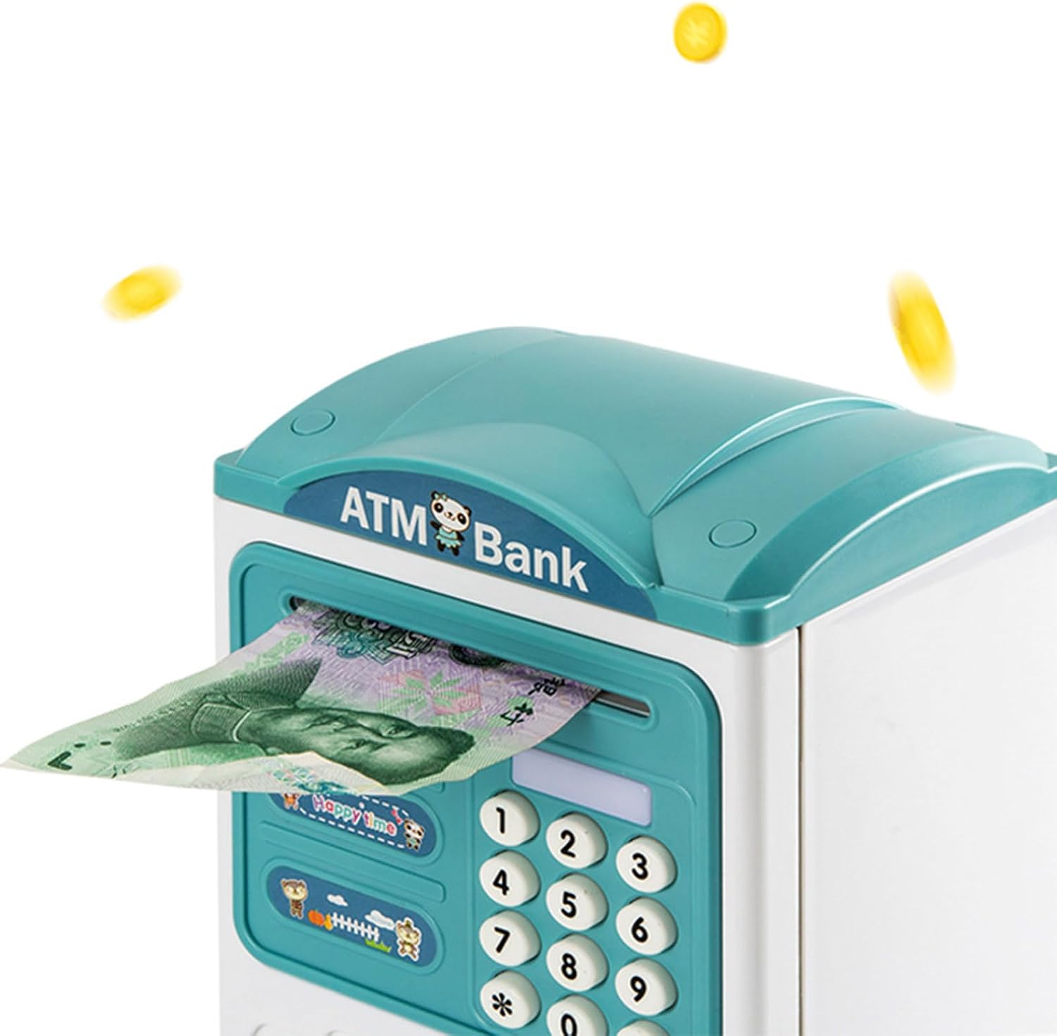 Kids Electronic Password Fingerprint Cash Coin Can Auto Scroll Bill Money Saving Box Children