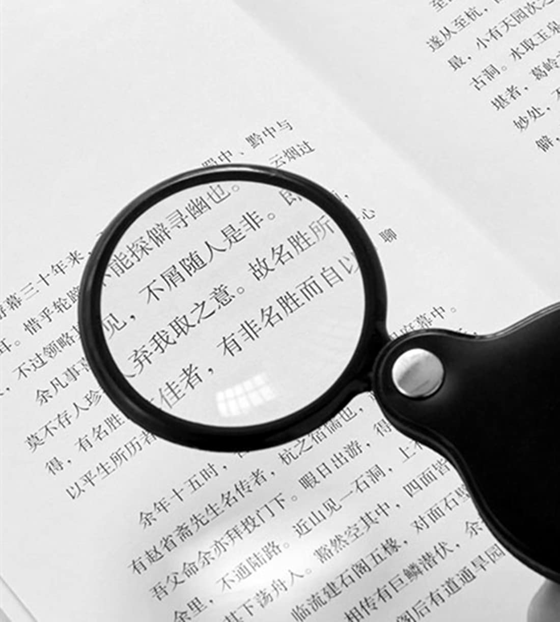GDQLCNXB 1Pcs 10X Mini Pocket Magnifier, Glass Folding Magnifying with Rotating Protective Leather Sheath for Reading, Science, Jewelry, Books, Lens Size 2.4"(Black) - Image 5