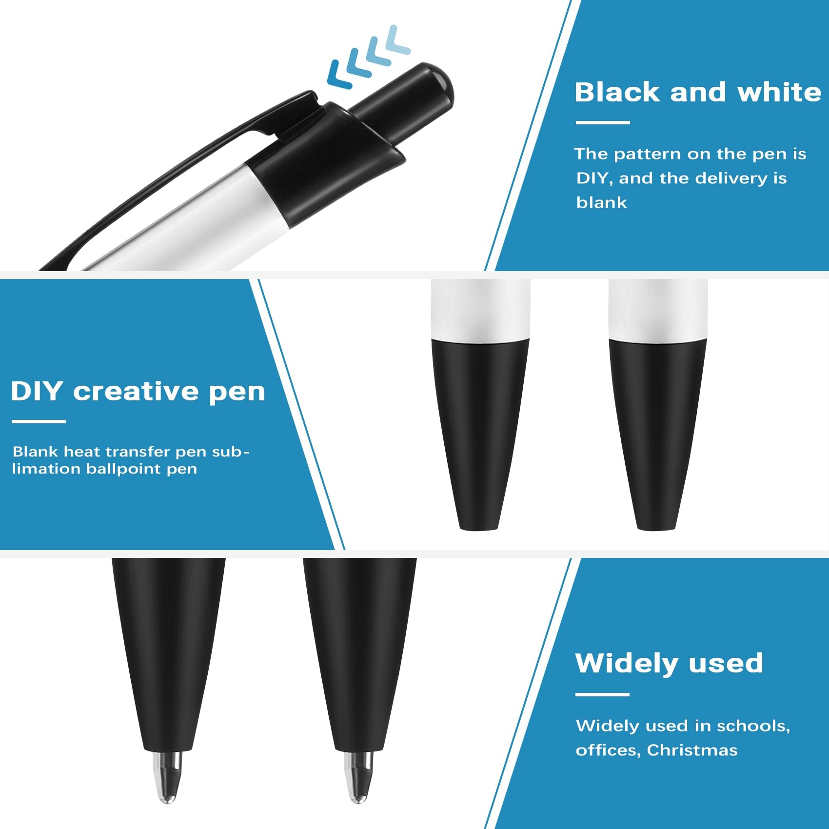Yoiimiya 30 Pack Sublimation Pens Blank With Shrink Wrap, Heat Transfer Ballpoint Pen with Aluminum Customized Clip - Image 3