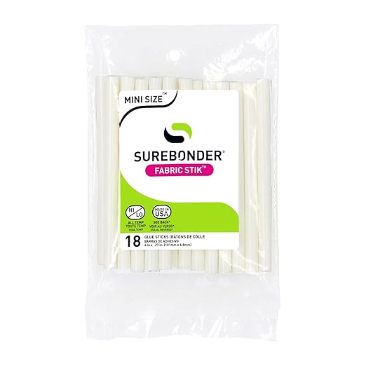 Surebonder Fabric Hot Glue Stick, Mini Size 4" L, 5/16" D