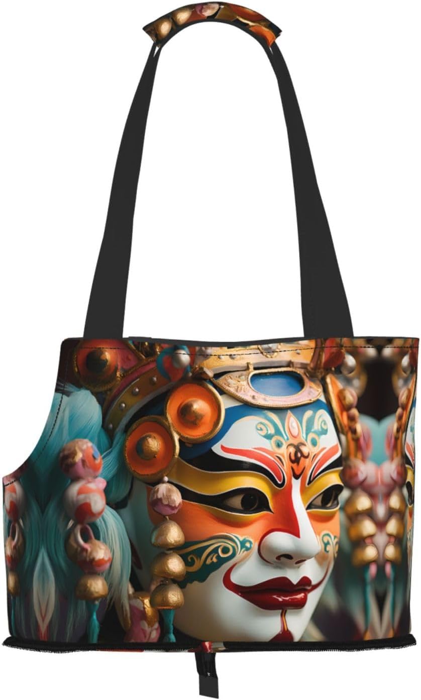Types of Facial Makeup Printed pet Shoulder Bag, Suitable for Small Dogs and Cats, Shopping and Travel Dual-Purpose Bag