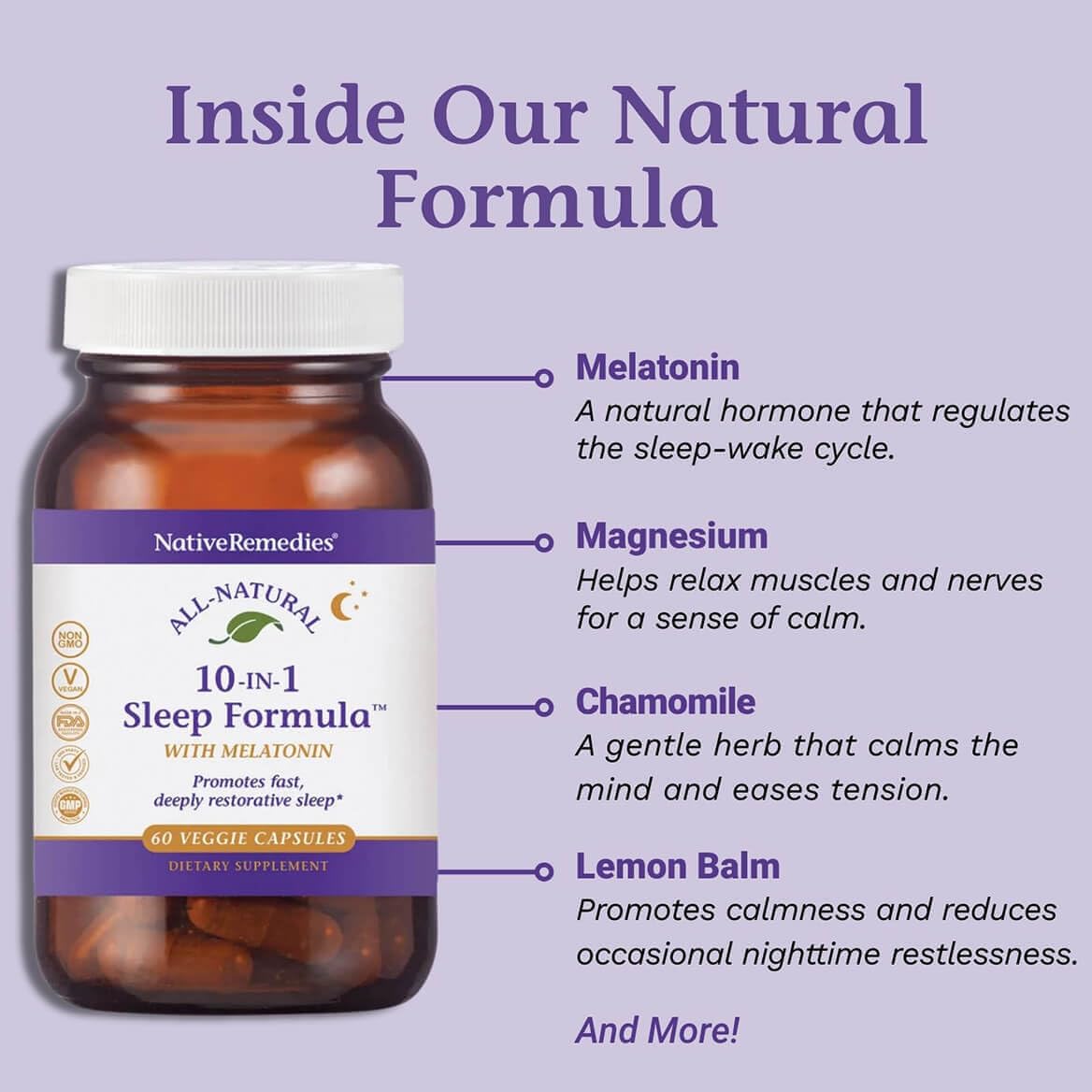 Native Remedies 10-in-1 Sleep Formula - Melatonin Sleep Aid - 60 Capsules — Amazon image 5