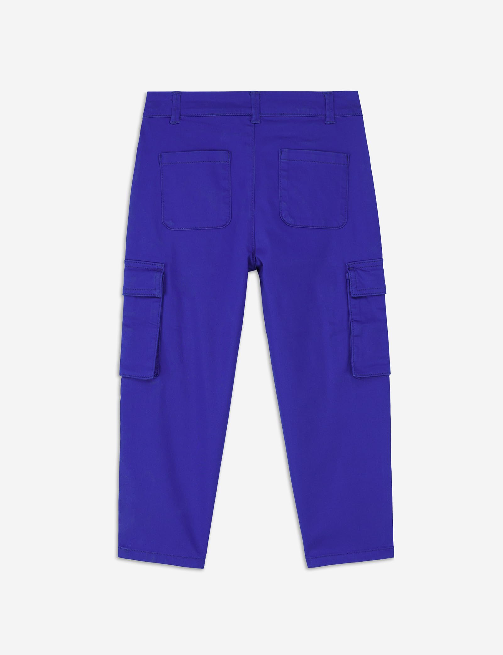 Pantaloni cargo a gamba dritta da bambina, con tasche con passante per cintura e tessuto elasticizzato in cotone, 2-13 anni