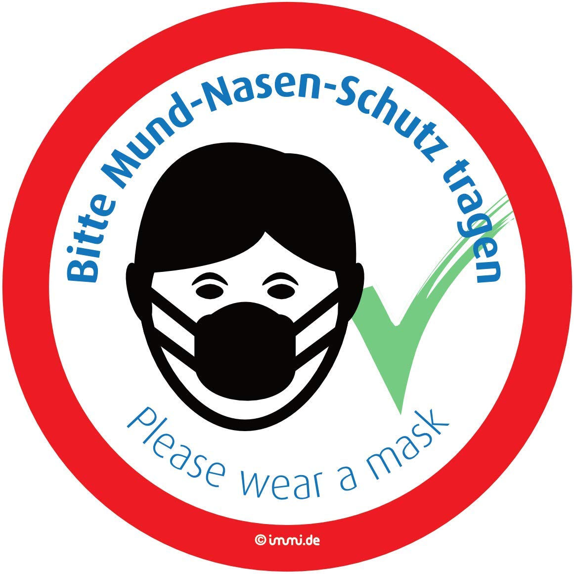 immi 4x Aufkleber Maske tragen - Pls. wear a mask, 95mmØ