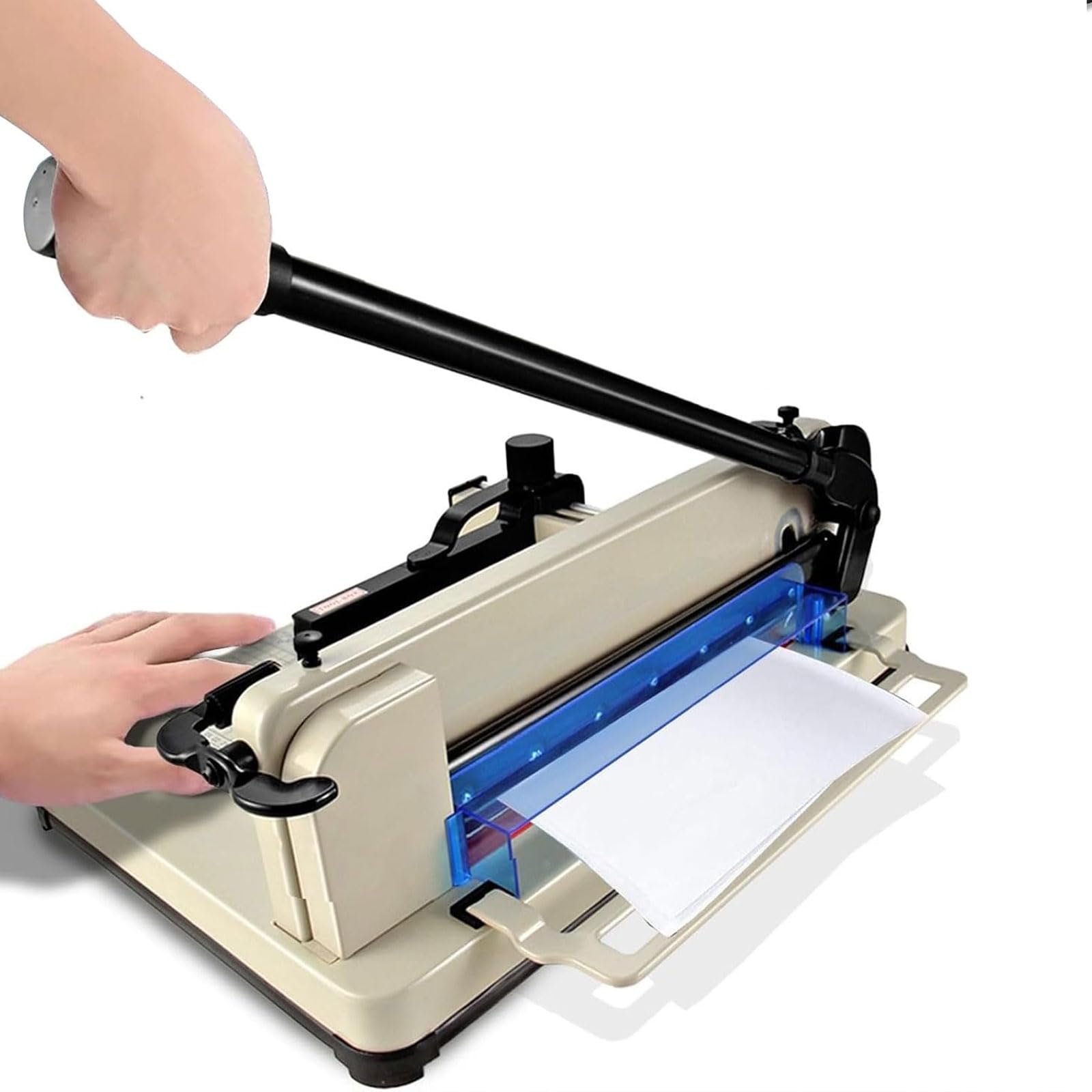 Wytrzymała ręczna obcinarka do papieru, gilotyna A4 z precyzyjną linijką i blokadą ostrza automatyczny zacisk do użytku domowego i biurowego