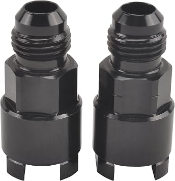 Fuel Adapter Connector 6AN Male Flared to 3/8" & 5/16 Quick Connect/Disconnect Female Push EFI Connector Aluminum Black
