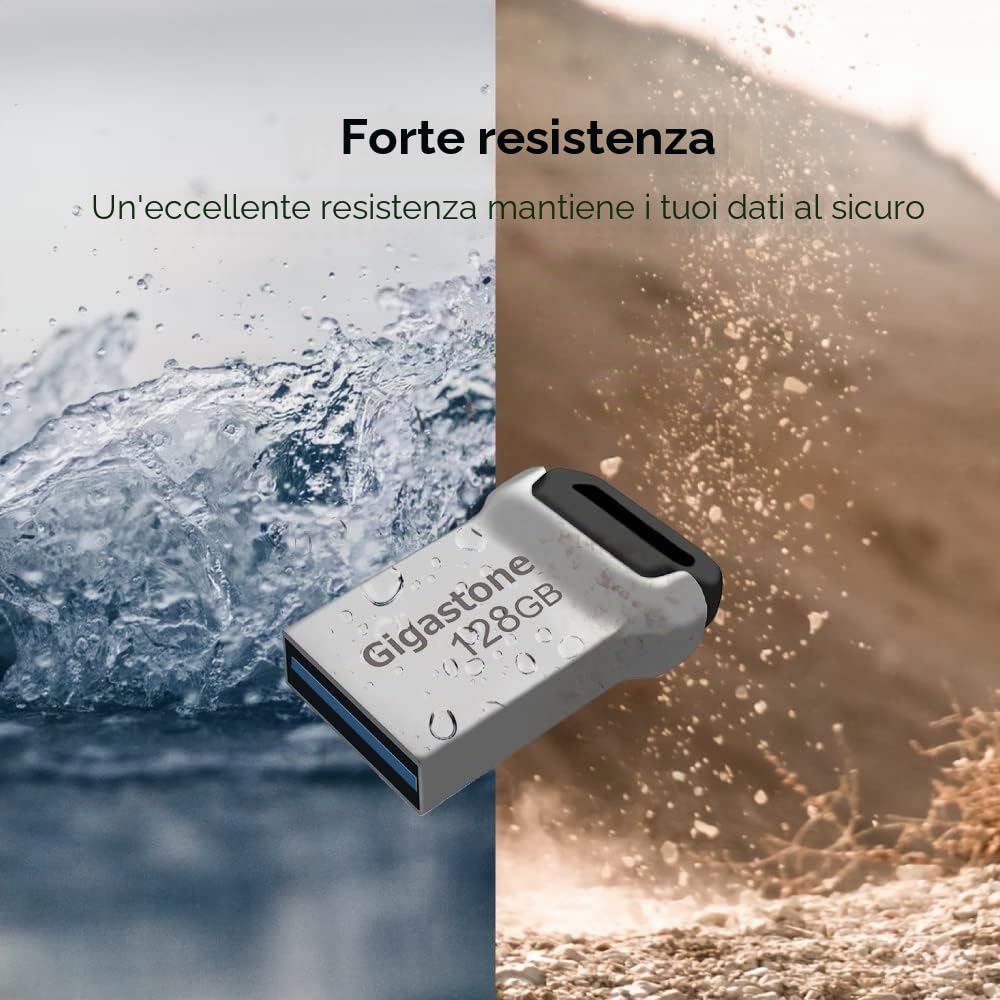 Gigastone 128 GB Chiavetta USB 3.1, Z90 Serie, Velocità e prestazioni affidabili, Ideali per PC Computer Mac, Compatibile con interfaccia USB 2.0/3.0/3.1, Impermeabile in metallo, Mini e robusto