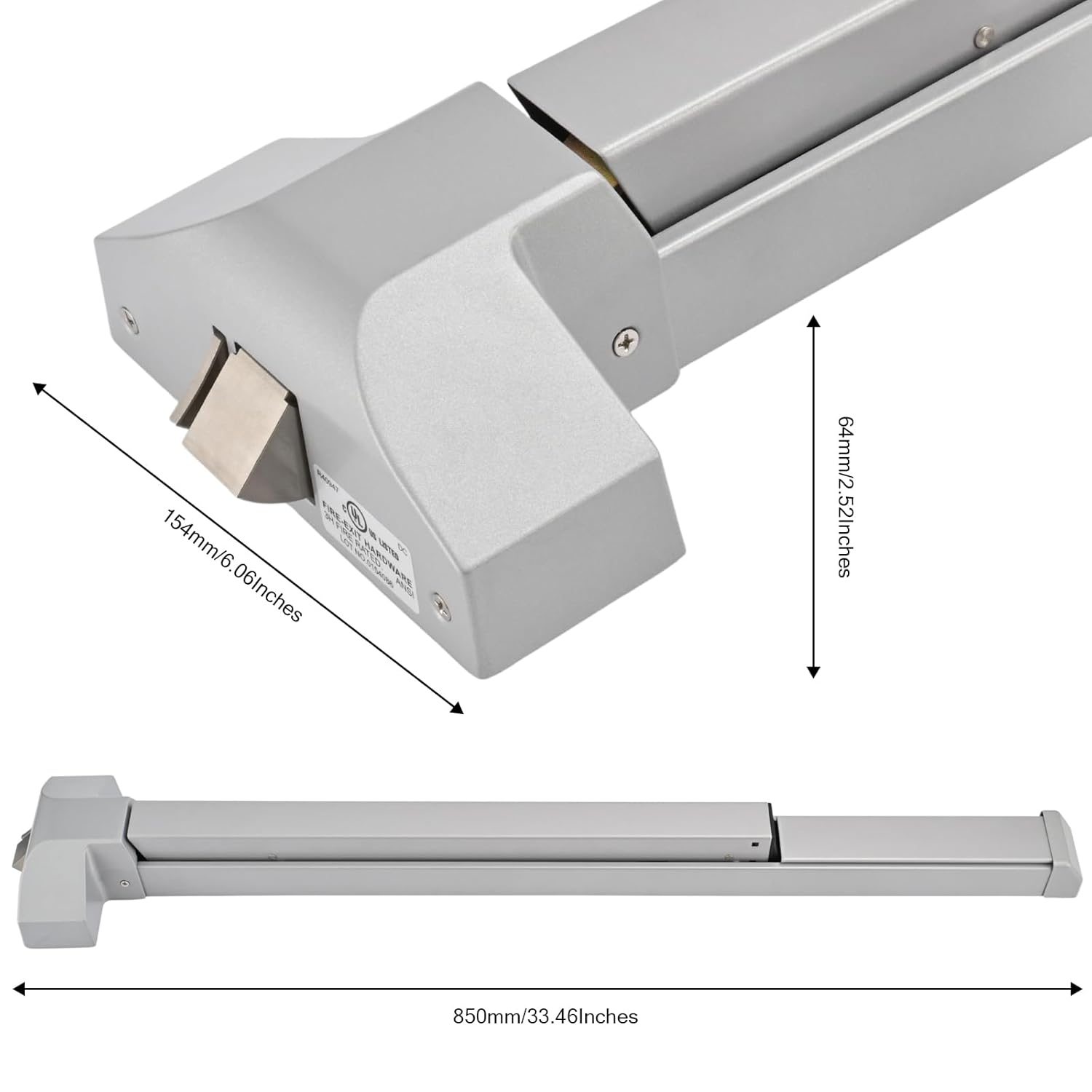 Commercial Panic Exit Device with Push Bar and Exterior Lever Handle, UL10C & ANSI Grade 1 Certified, ADA Compliant Emergency Exit Door Hardware for Safety & Durability (211P-With Lever Handle)