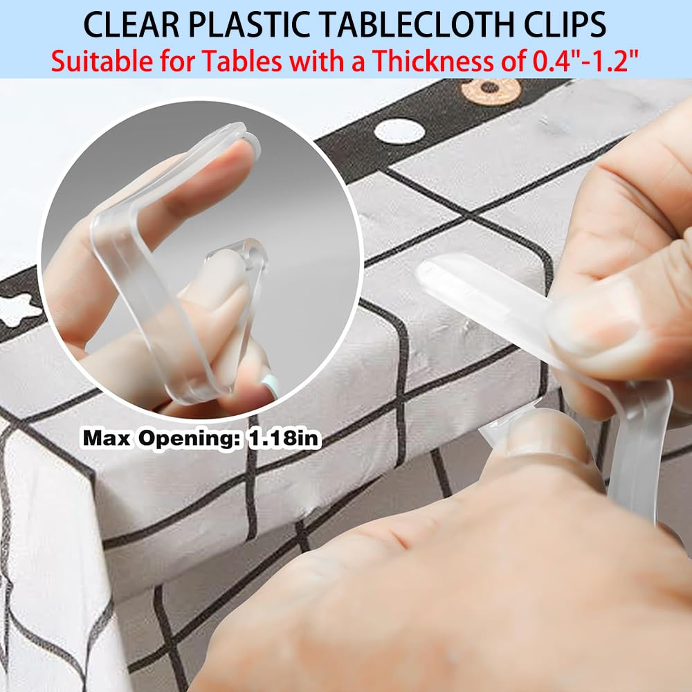 Fapiwen Transparent Plastic Tablecloth Clips, 12 Pcs 2