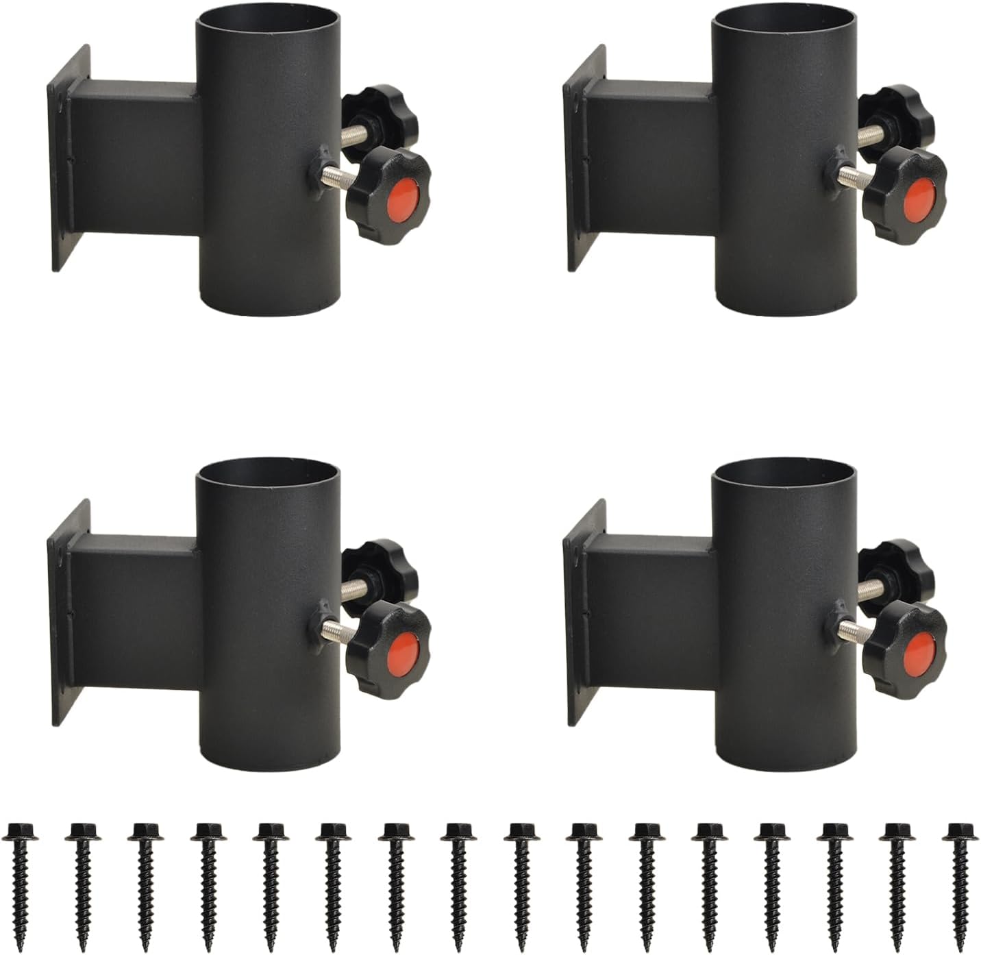 2 Pcs Black Patio Umbrella Holder, Heavy Duty Offset Umbrella Stand, Deck Umbrella Corner Mount Bracket for Outdoor Railing Post, Fences, Balcony (Fits Max Outside Diameter 2'')