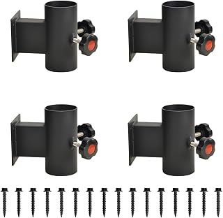 2 Pcs Black Patio Umbrella Holder, Heavy Duty Offset Umbrella Stand, Deck Umbrella Flat Mount Bracket for Outdoor Railing Post, Fences, Balcony (Fits Max Outside Diameter 2'')