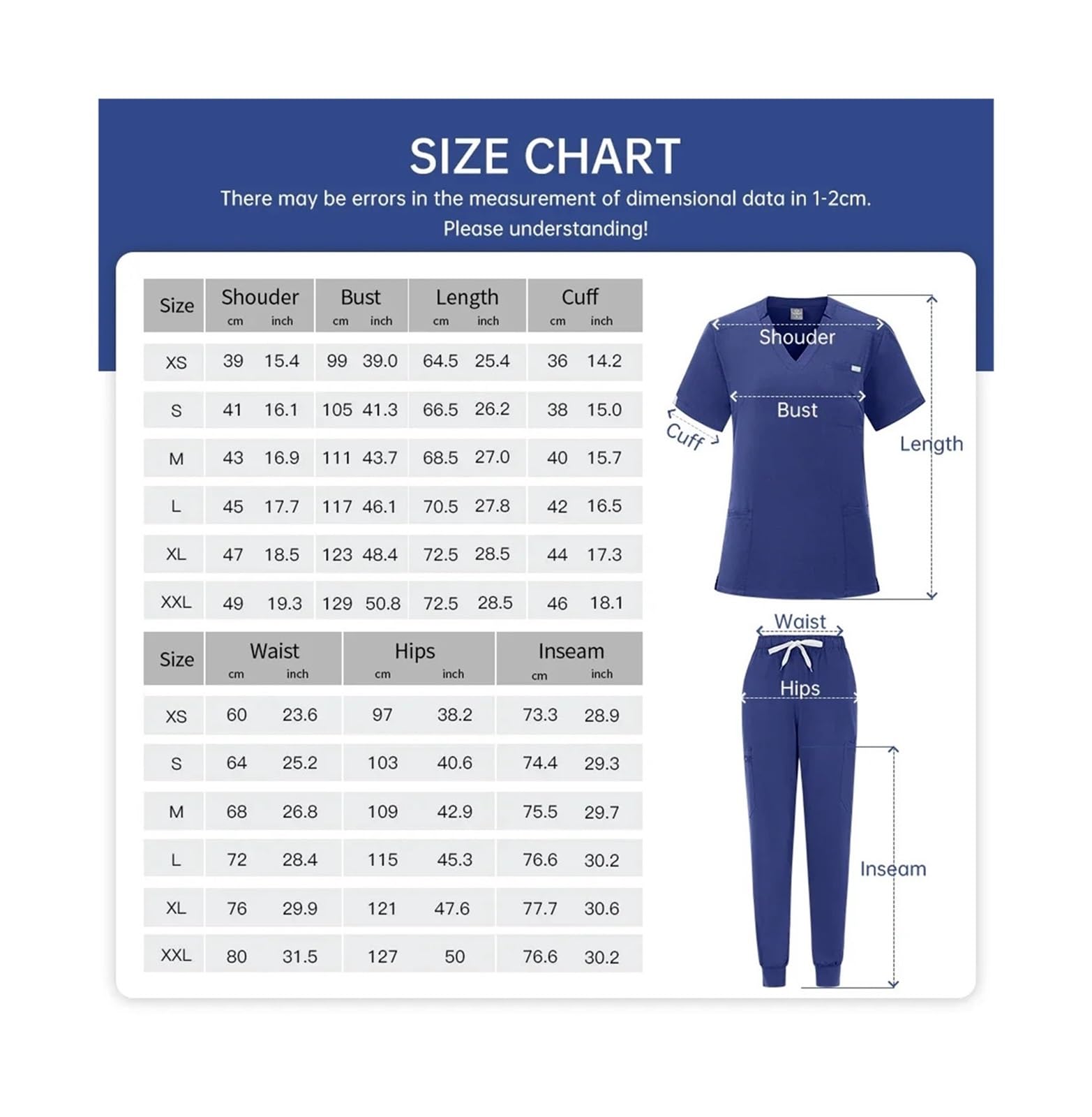 Divisa Da Infermiera Scrub uniforme da sala operatoria Scrub da lavoro ospedaliero Set Forniture mediche Tuta da lavoro for chirurgia dentale da infermiere Per Cosmetologia E Assistenza Sanitaria(Burg