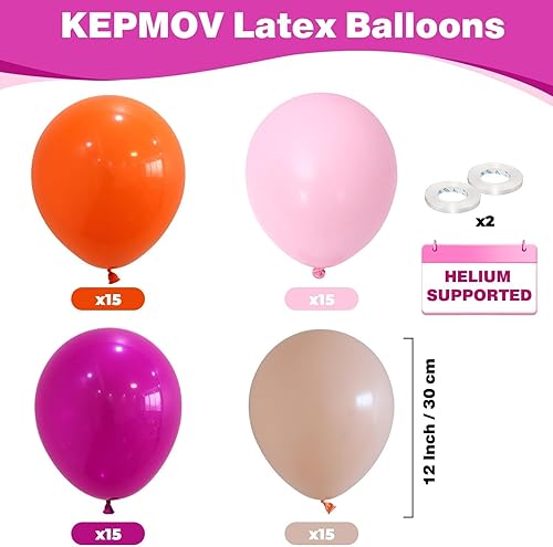 Miniatura 73 de Globos rosa y amarillos, globos retro amarillo rosado de 12 pulgadas, globo de látex naranja macarón rosa polvo para niñas, globos boho margarita