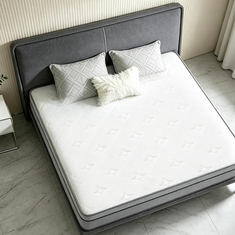 10 Inch Queen Size Mattress in a Box, Pocket Spring Queen Bed Mattress Soft Comfort, 60x80 Inch Queen Mattress