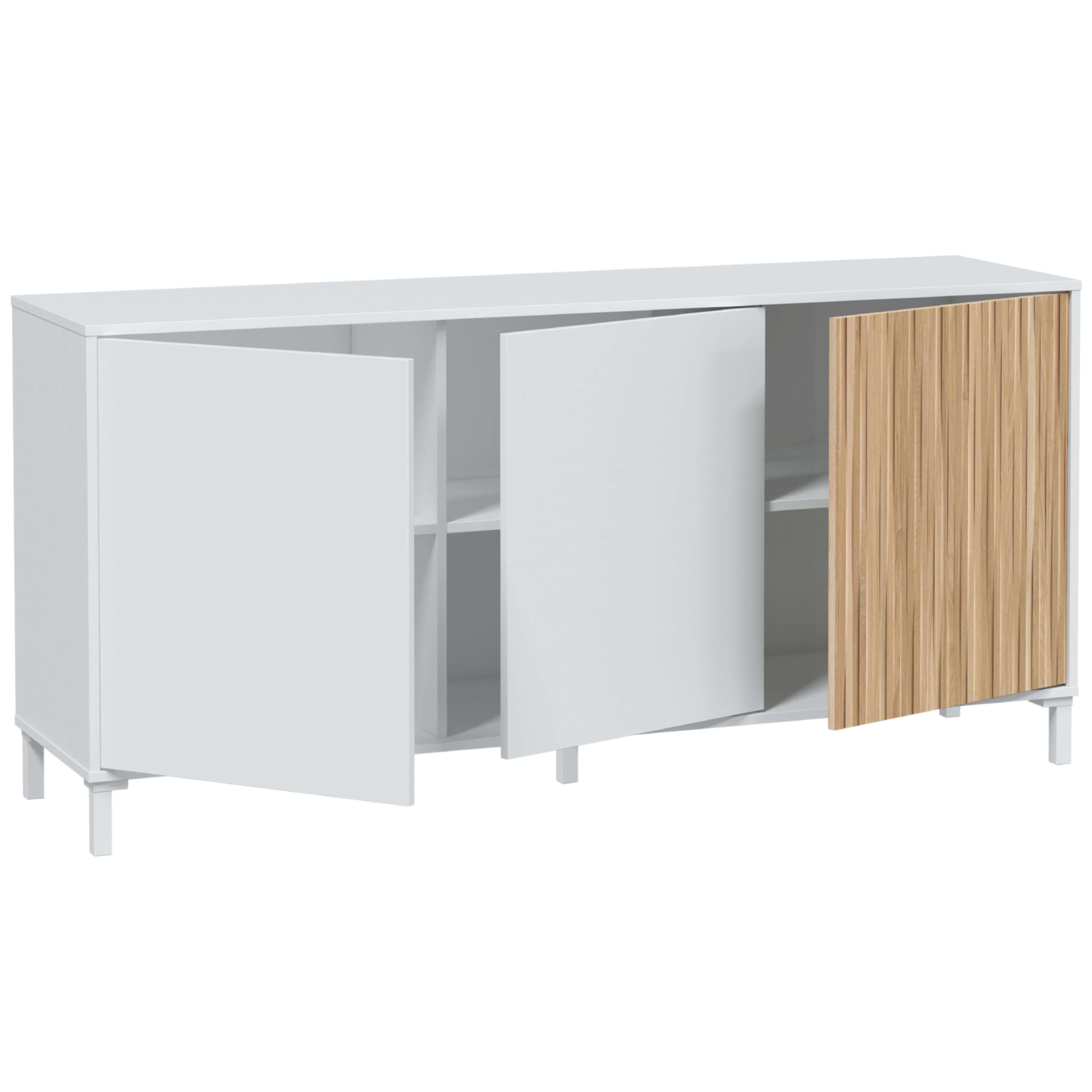 Habitdesign Aparador para Salón Ethna Blanco Artik Y Natur Estilo Moderno 154x74x40 Cm