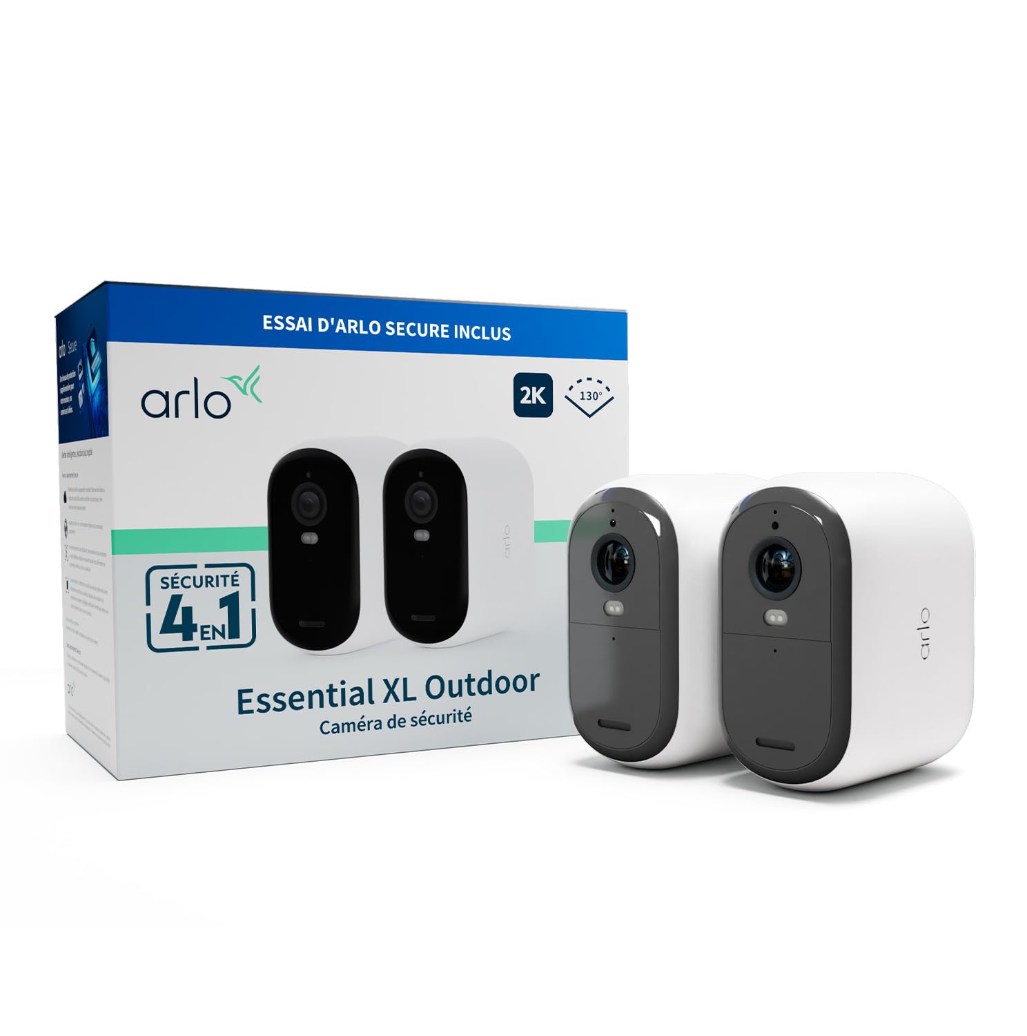 Caméra de surveillance sans fil extérieure 2K Arlo Essential XL batterie longue durée