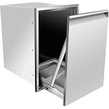 Built in Trash Drawer Double Trash Bin 20W x 27H x 24D inch, Outdoor Kitchen Pull Out Double Trash Drawer, Trash Bin Drawer Storage, Stainless Steel