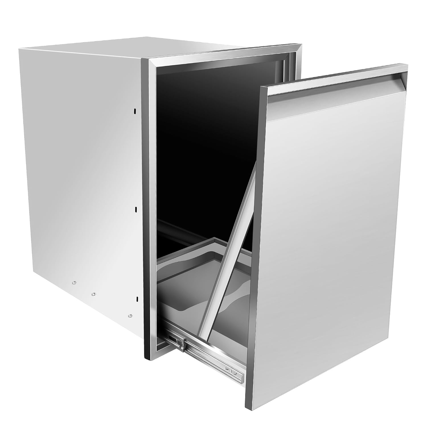 Propane Drawer Pull-Out Trash/Propane Tank Drawer Storage 17''Wx23''Hx16''D, Stainless Steel Propane Drawer for Propane Tank or Trash Bin Adds Convenient Storage in Any Outdoor Kitchen