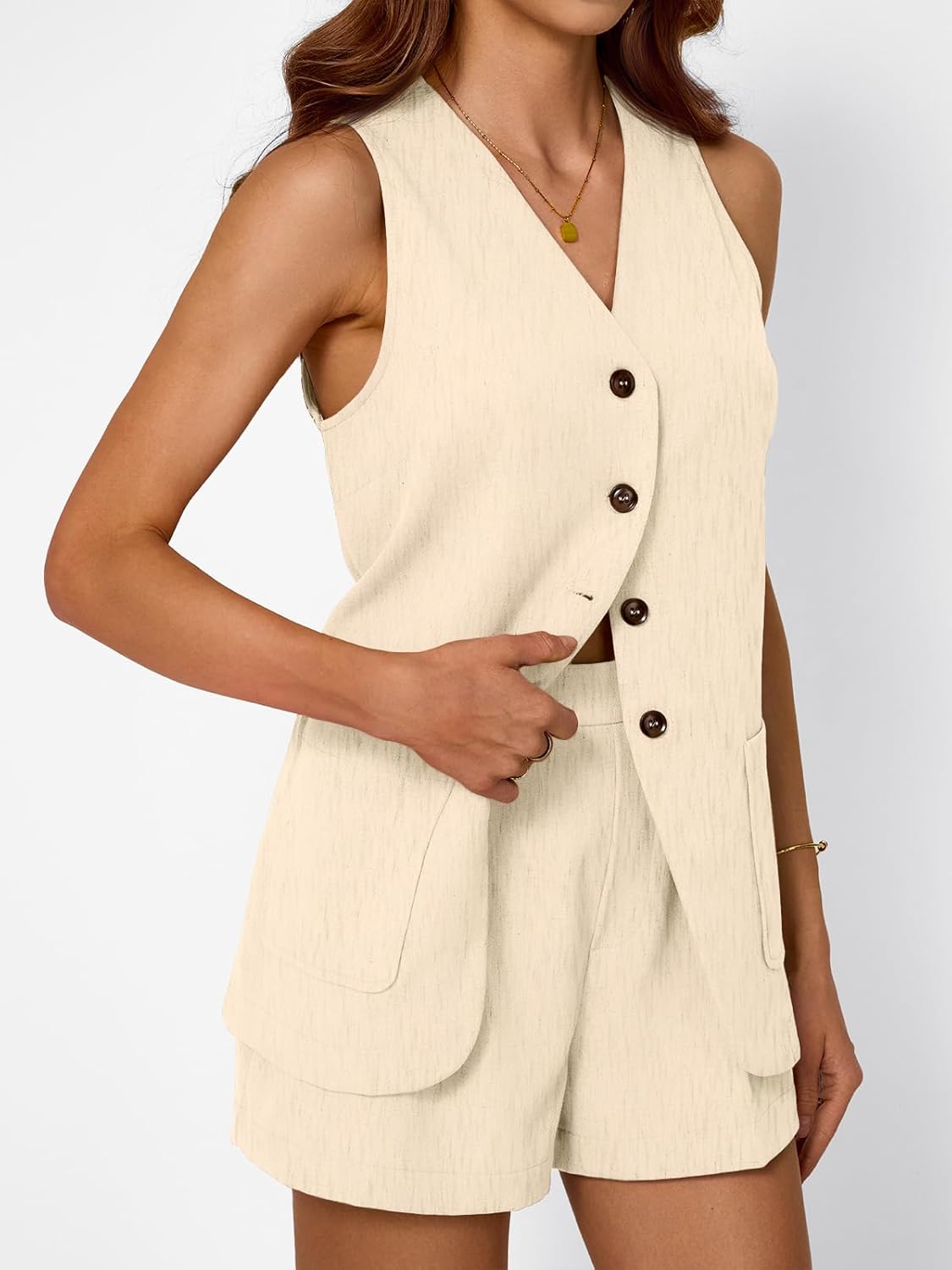 AUTOMET Summer Sets for Women Two Piece Vacation Outfits Short Set Button Down Business Casual Dressy 2 Piece Clothes 2026 - Image 3