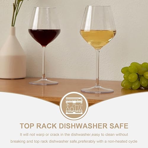 Miniatura 5 de MICHLEY Mordern - Juego de 4 copas de vino grandes color borgoña, plástico Tritan irrompible de 18.5 onzas, para exteriores, bodas, cumpleaños