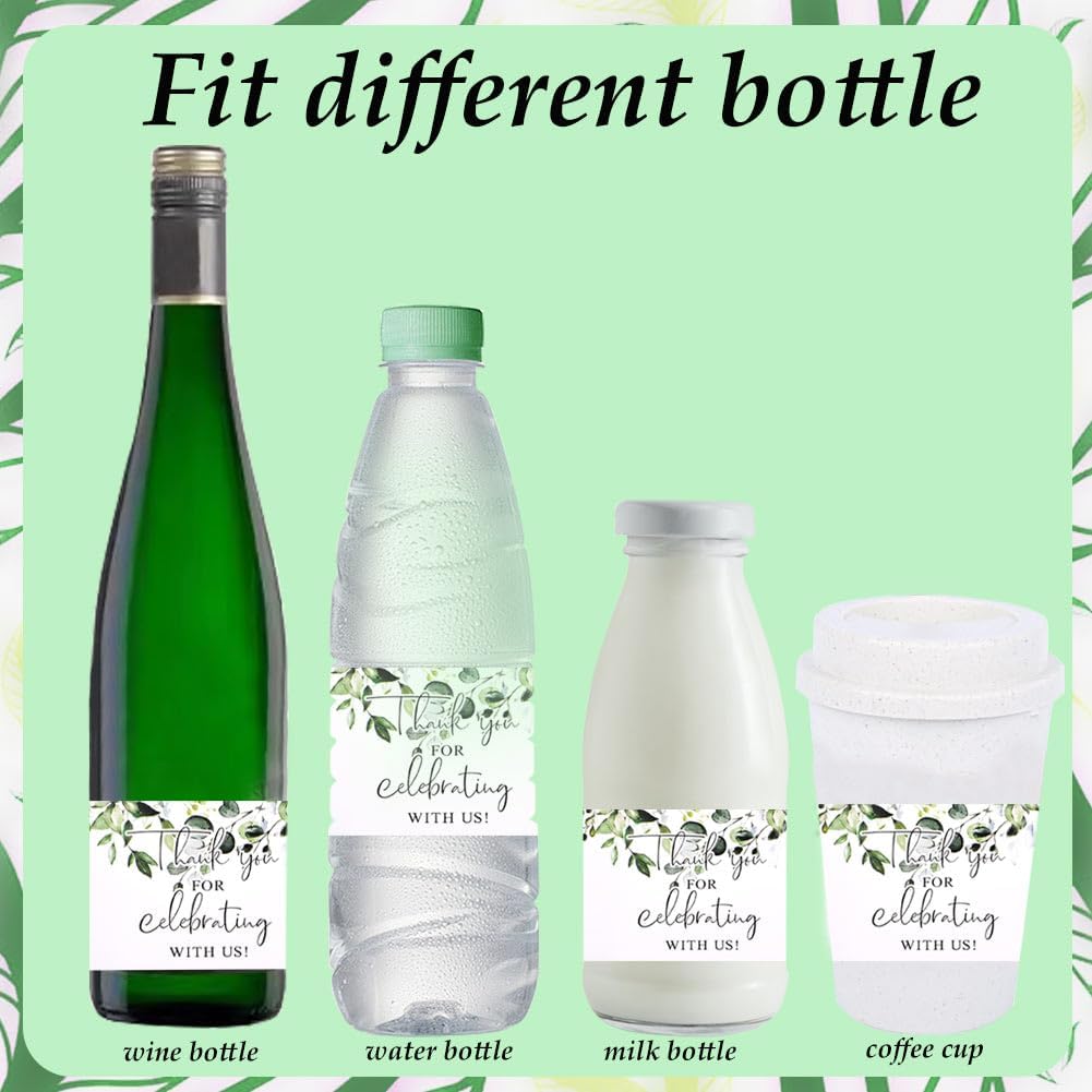 100PCS Boho Wedding Water Bottle Labels Greenery Leaf Water Bottle Wraps Thank You Water Bottle Labels Personalized for Party Thanksgiving image 4