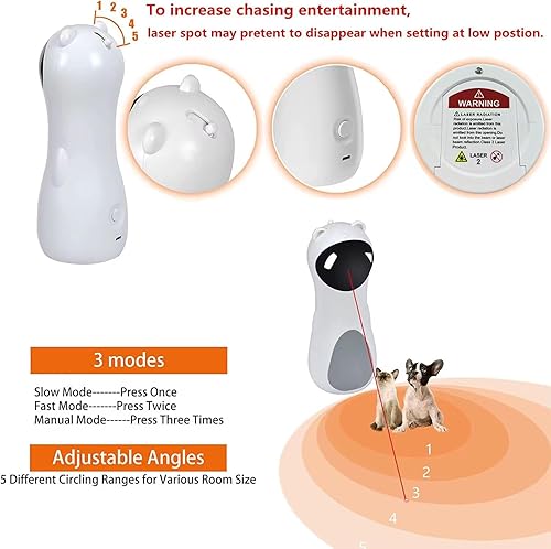 Miniatura 4 de Juguete LED automático inteligente para gatos, perseguidor de luz interactivo con sensor de movimiento, recargable por USB, juego manos libres para