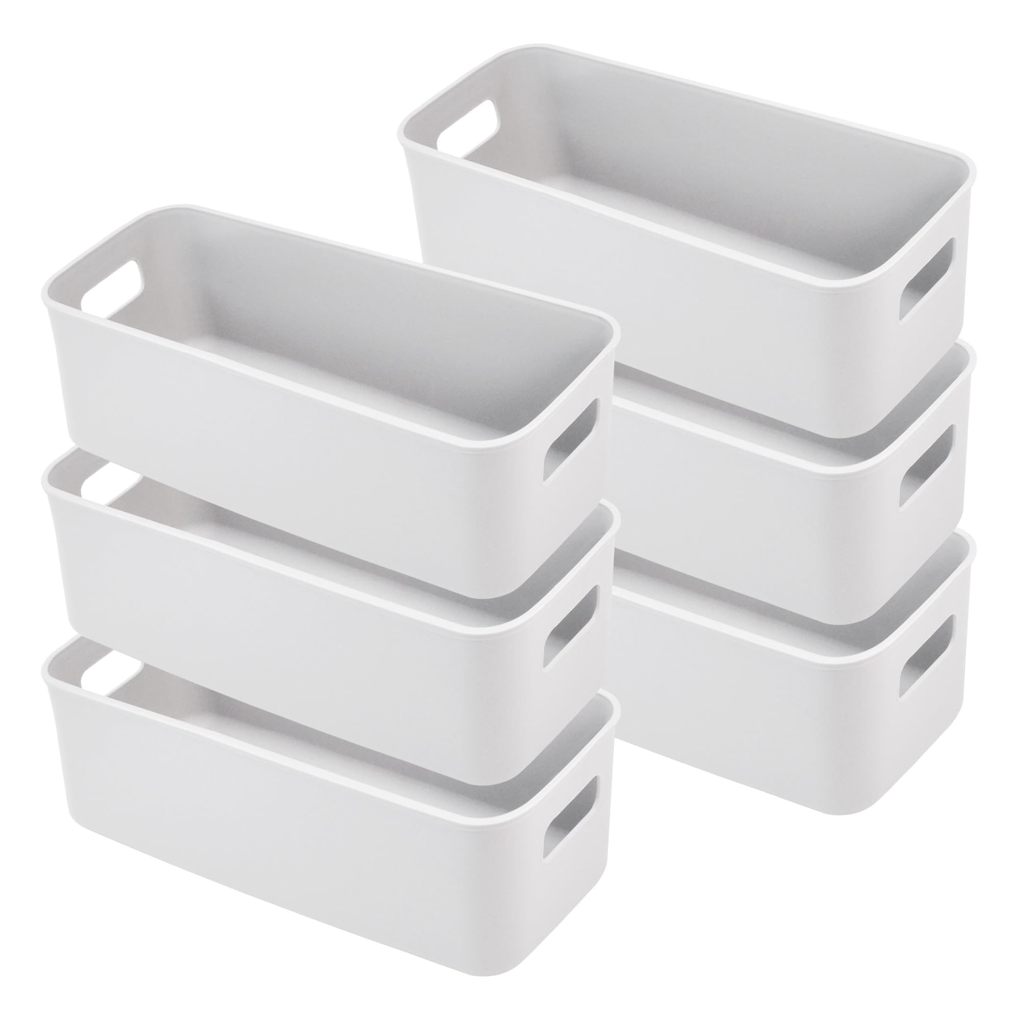 4 Cestini Organizer Plastica 21x14x7cm - Grigio, Per Bagno, Cucina E Ufficio - Foto 5