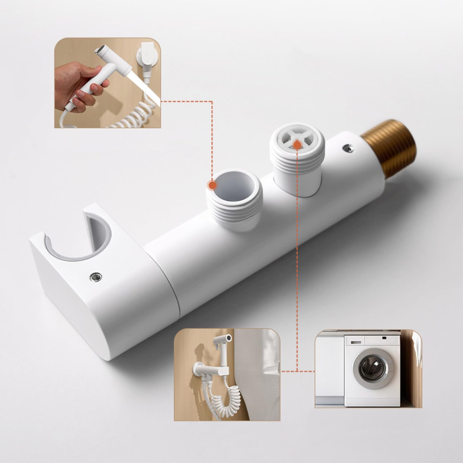 Set Doccino per Bidet Ottone A Parete Doppia Uscita | Due Modalità Di Uscita Dell'Acqua Possono Essere Collegate Alla Toilette O Alla Lavatrice,Grigio Canna Di Fucile