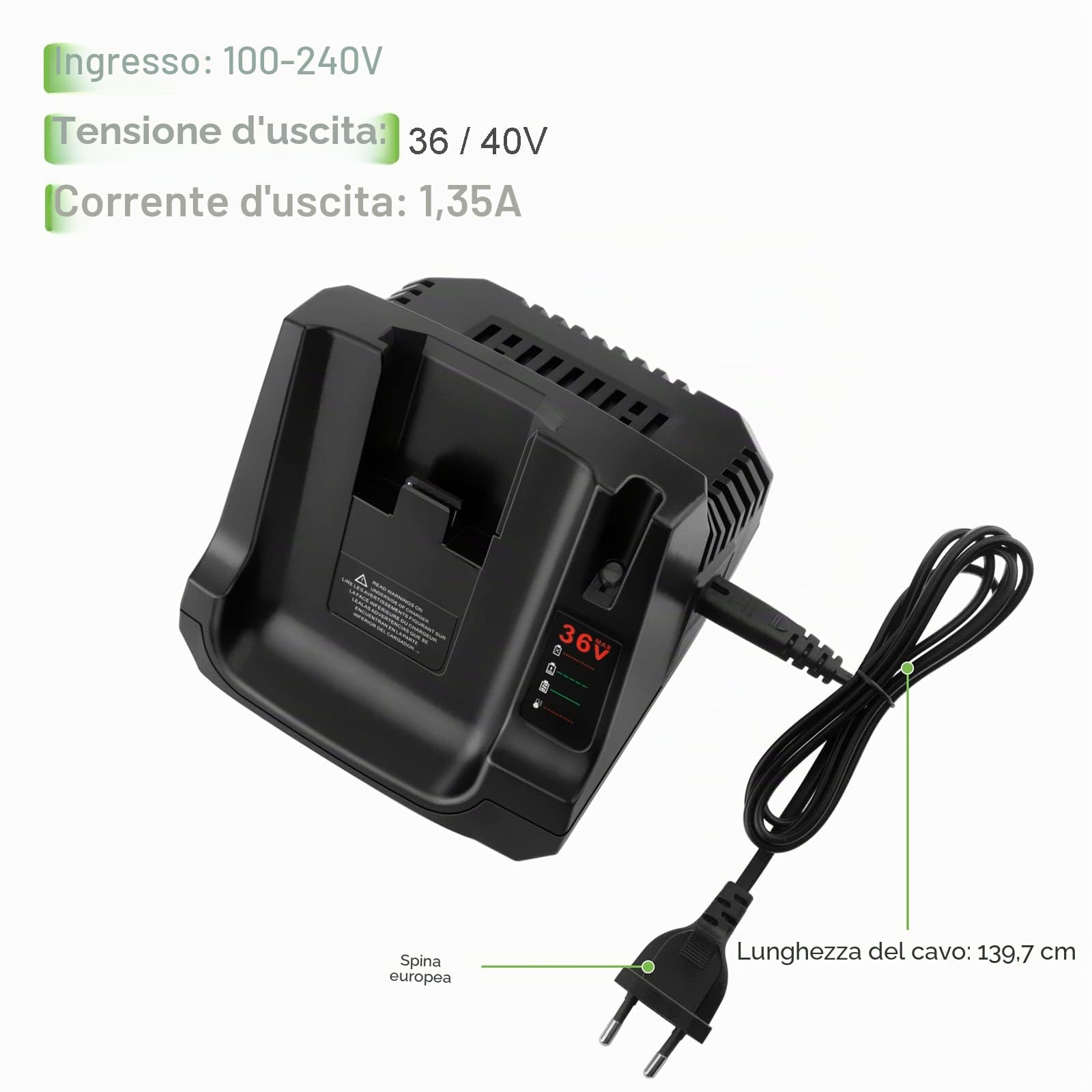 Caricatore di Ricambio BDC2A36 / LCS36 / LCS40 per 36V Batterie BL2536 BL20362 BL20362-XJ LBX2040 LBX36 LBXR36 LBXR2036 LBX1540 LBX2540 LST136W LST540 LCS1240