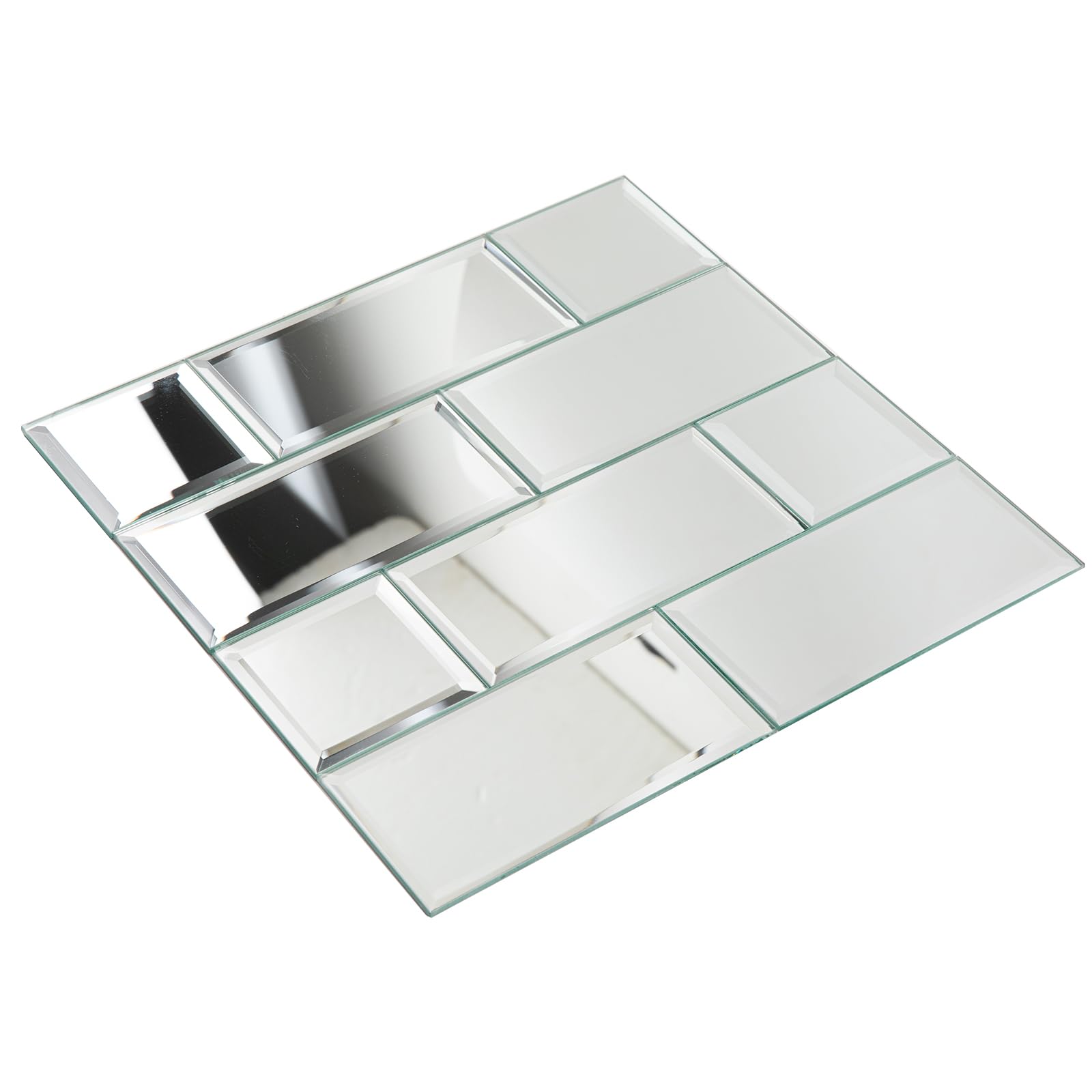 LovdecoPeel and Stick Mirror Tile, Subway Mirror Backsplash Adhesive for Kitchen and Room Wall (5 Pieces, 5 SQ.FT.)