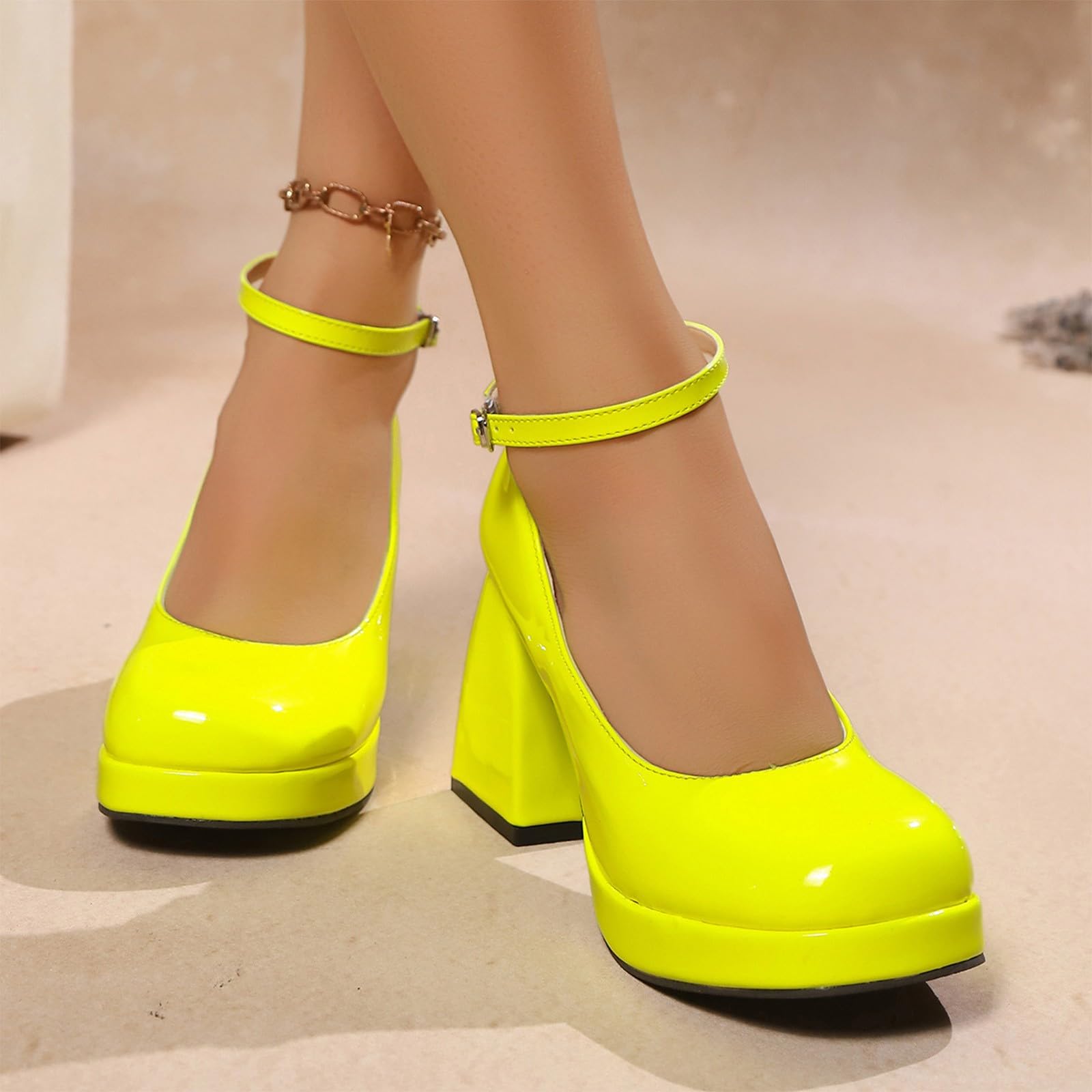Mary Jane - Zapatos de tacón alto para mujer, con plataforma