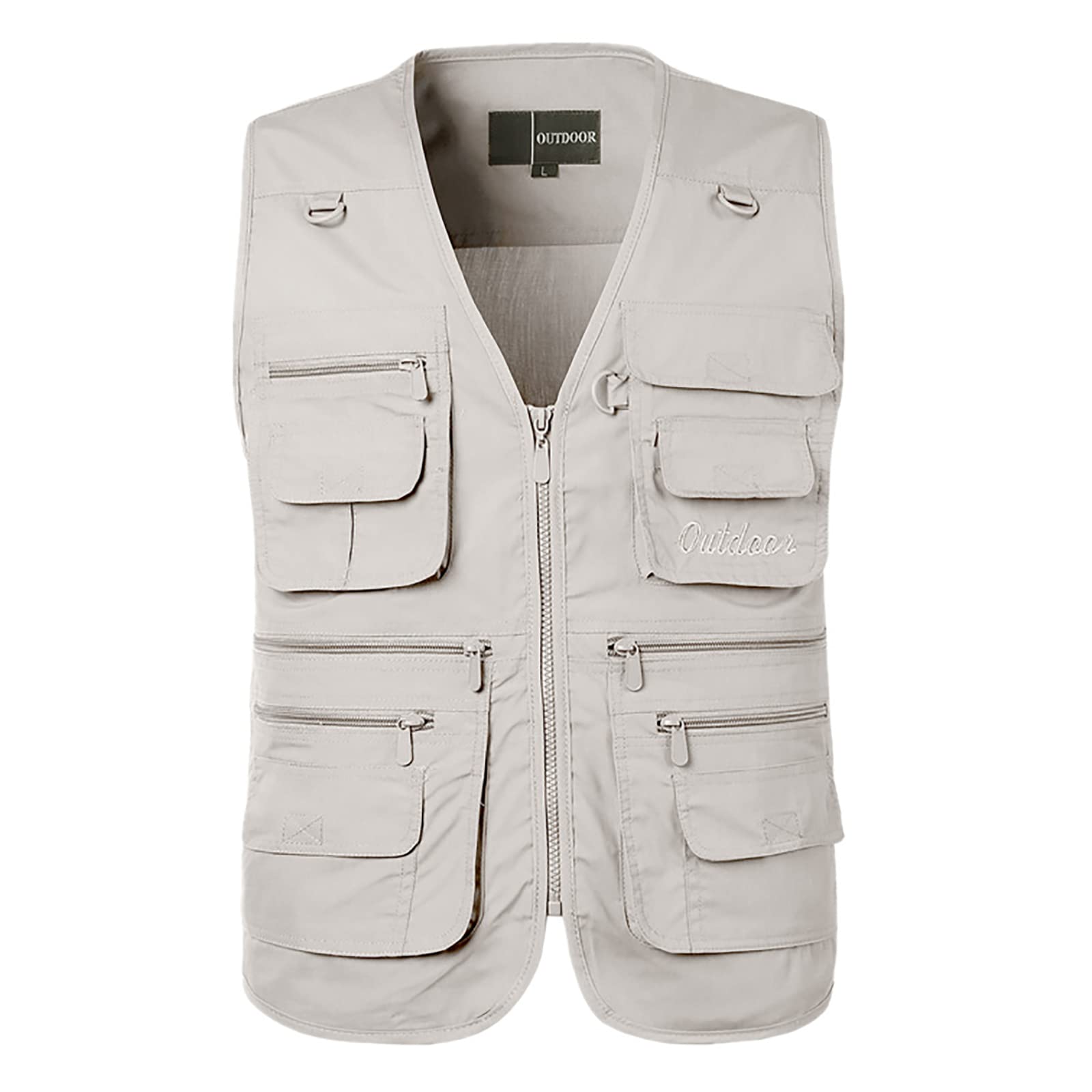 Mire Gilets de Pêche Multi-Poches pour Hommes Extérieur Gilet de Randonnée Chasse Safari Haut de Photographie Respirant(Size:5XL,Color:Blanc)