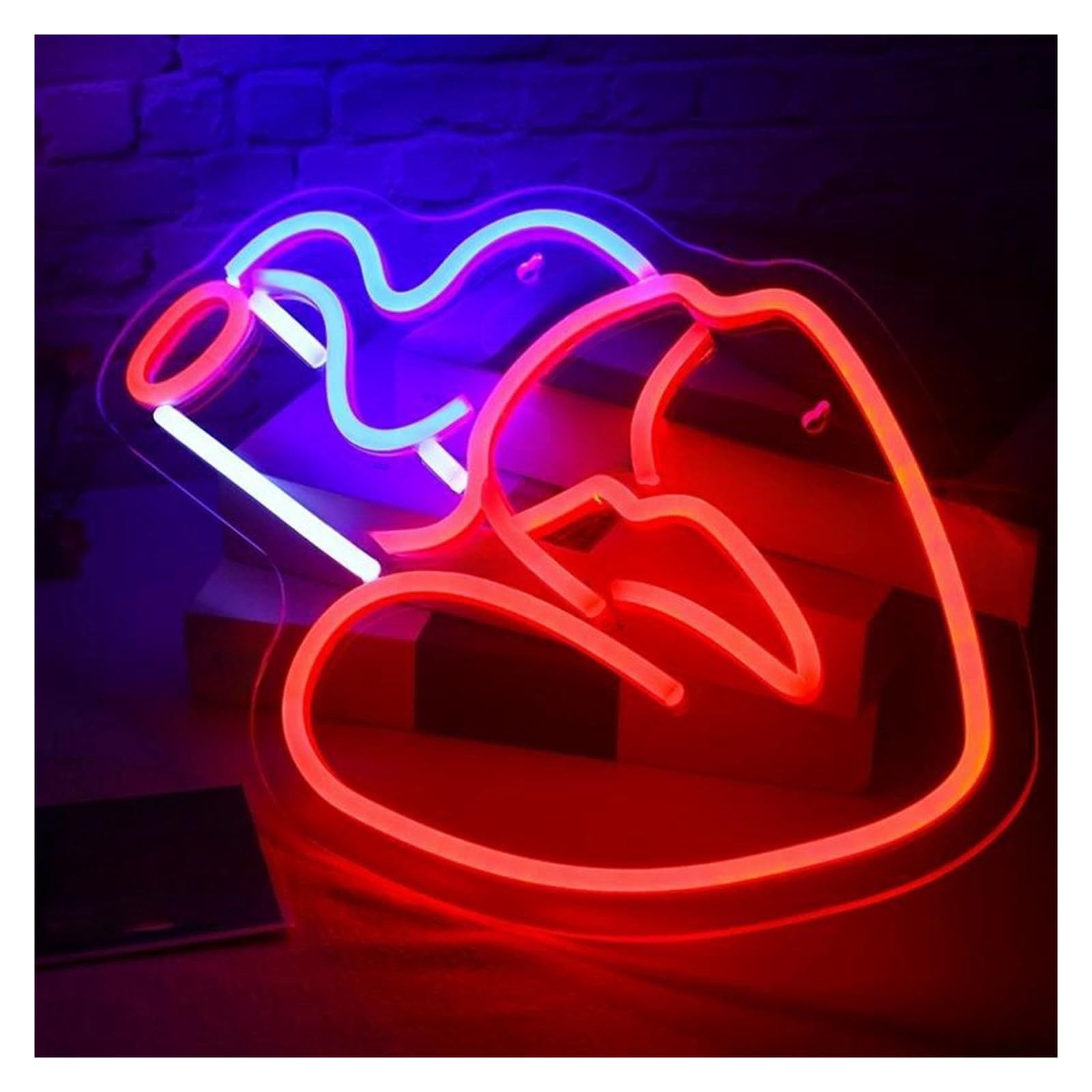LEMST Signs Lamp Smoking Lip Neon Signs USB Powered Adjustable Brightness Gestures Neon Lights, Suitable for Bistro Party Decor 28.5cmx42.5cm