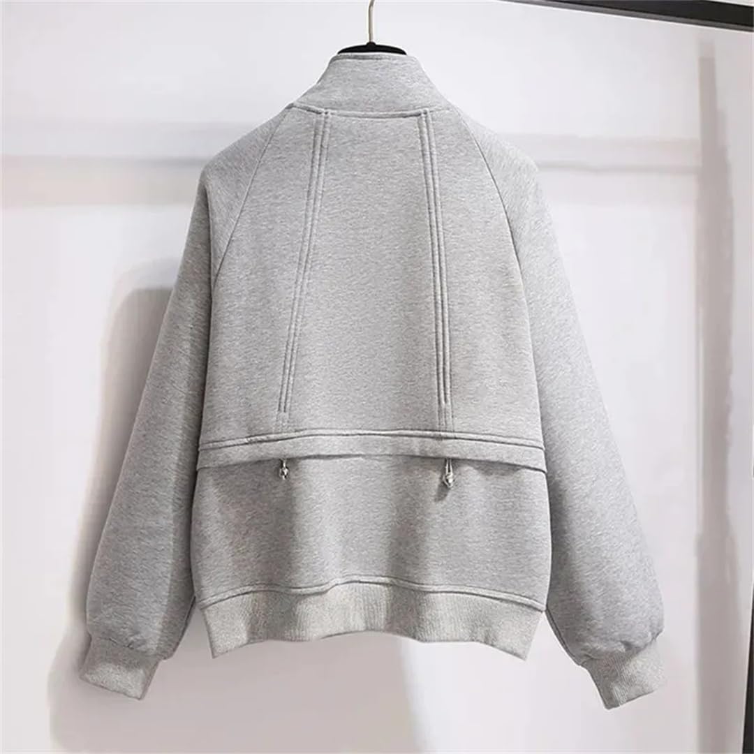 Rfmfkkg Chaqueta de béisbol para mujer, delgada, suelta, para estudiantes, cuello redondo, chaquetas bomber casuales