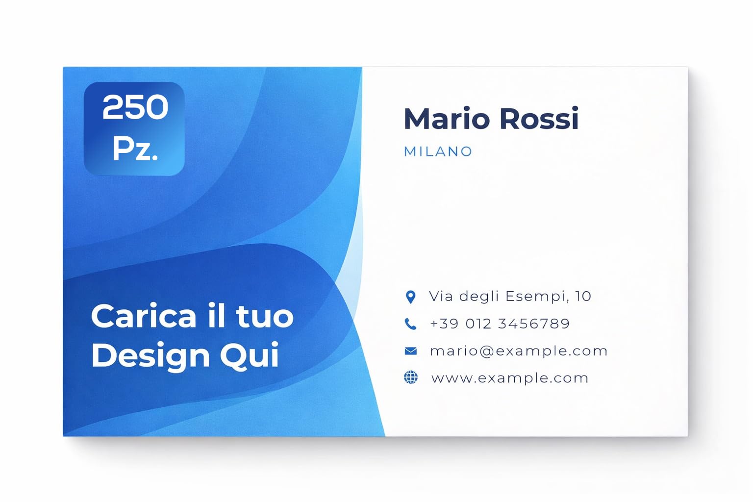 Biglietti da Visita Personalizzati 85x55 mm Stampa Fronte Retro Logo QR Code Carta Opaca Premium 250 Pezzi
