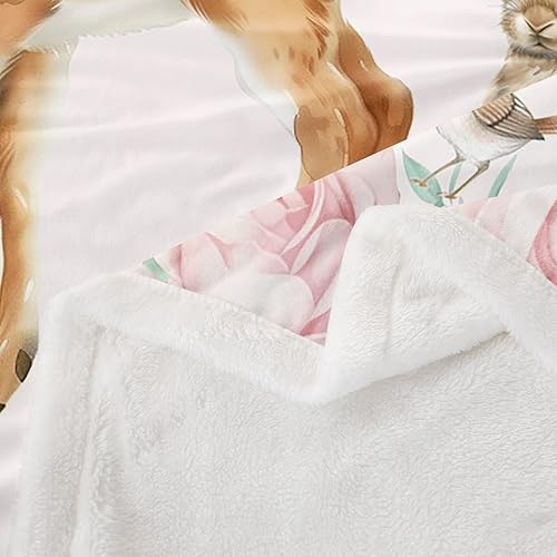 Miniatura 3 de Erosebridal Deer Rabbit Fleece Blanket,Zoo Animal Throw Blanket 40x50 Inch for Bedroom Living Room Sofa Couch,Butterflies Rose Sherpa
