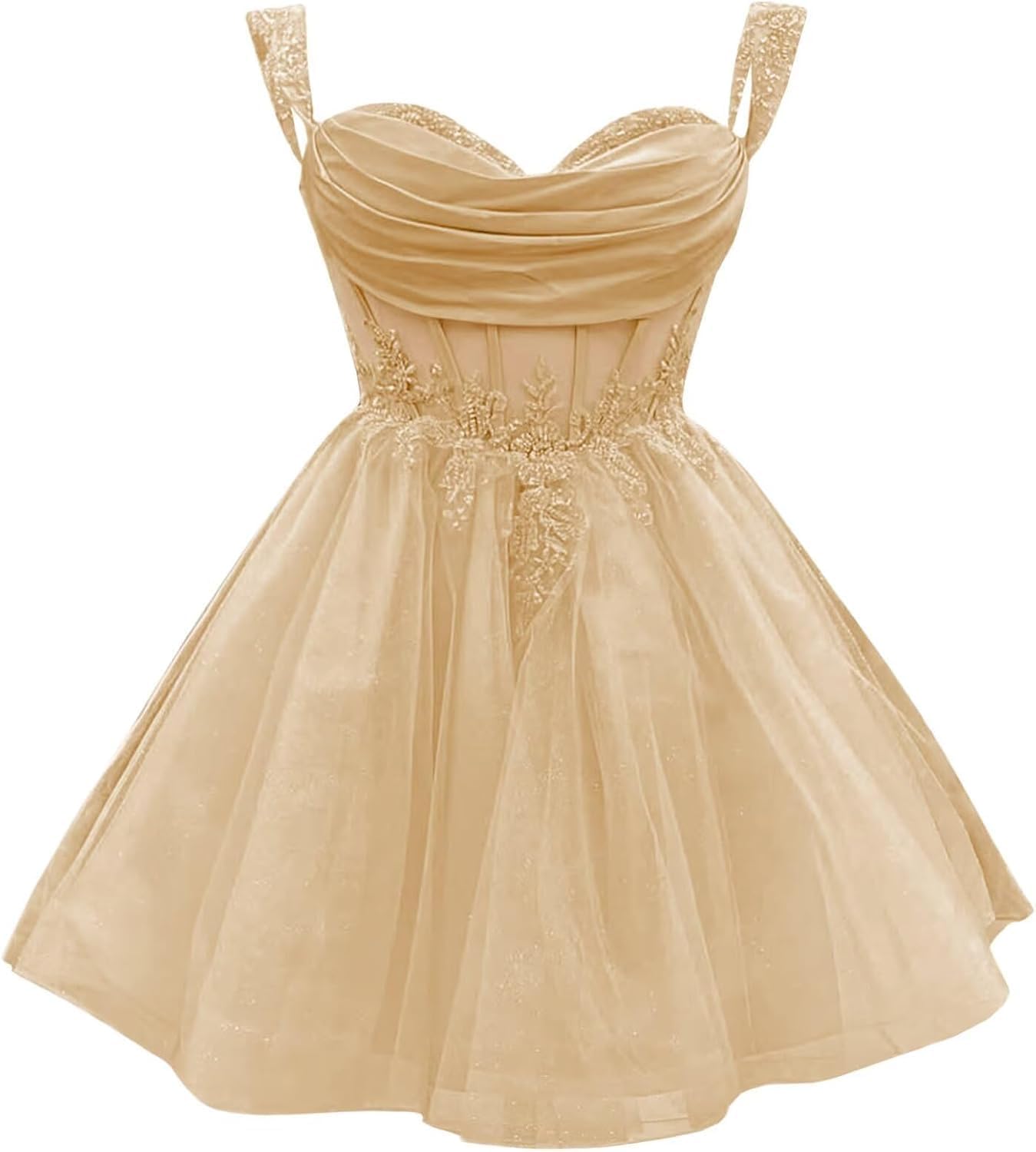 Tulle Homecoming Dresses for Teens Lace 3D Floral Short Prom Dress Spaghetti Strap DAMA Dress for Quinceanera Sweet 16 Dress