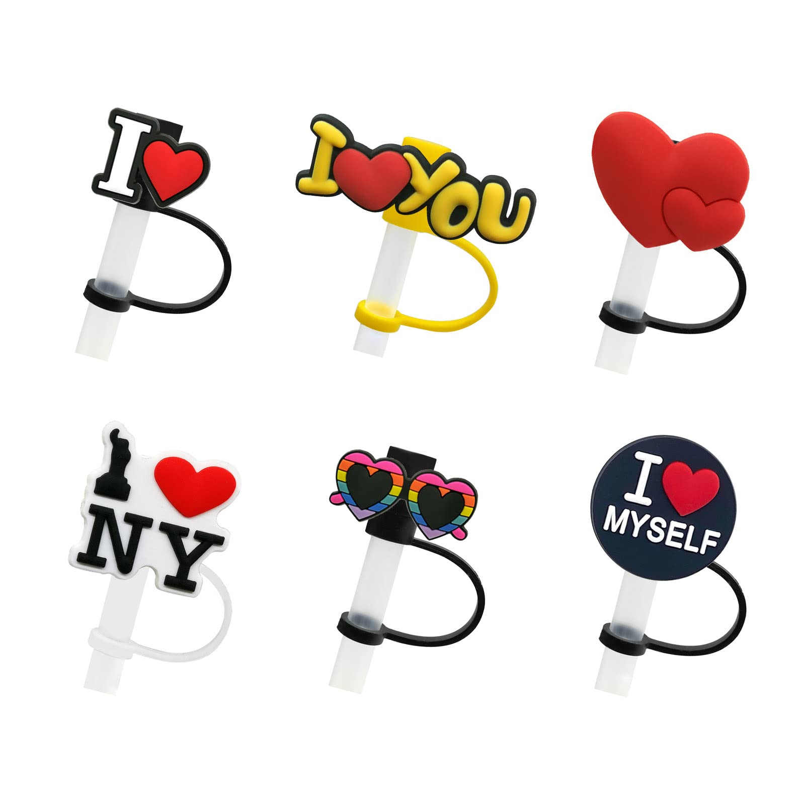 6Pcs Silicone Straw Tips Cover, Reusable Straw Toppers, Portable Dust-Proof Straw Plugs for7 to 8 mm Straws, Straw Lids Stanley Cup Straw Accessories