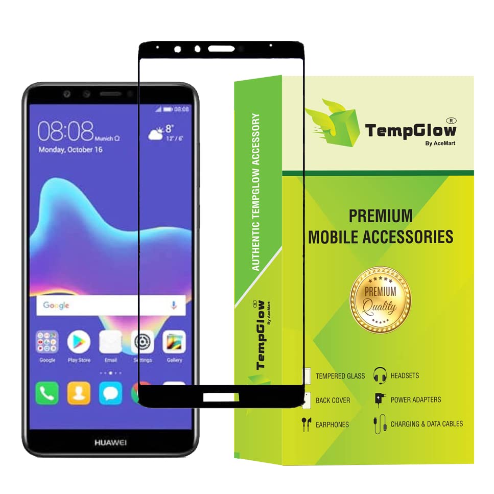 Image of Screen Protector for Huawei Honor Y9 (2018) (Black) Tempered Glass Edge-to-Edge 6D Screen Guard With Installation Ki