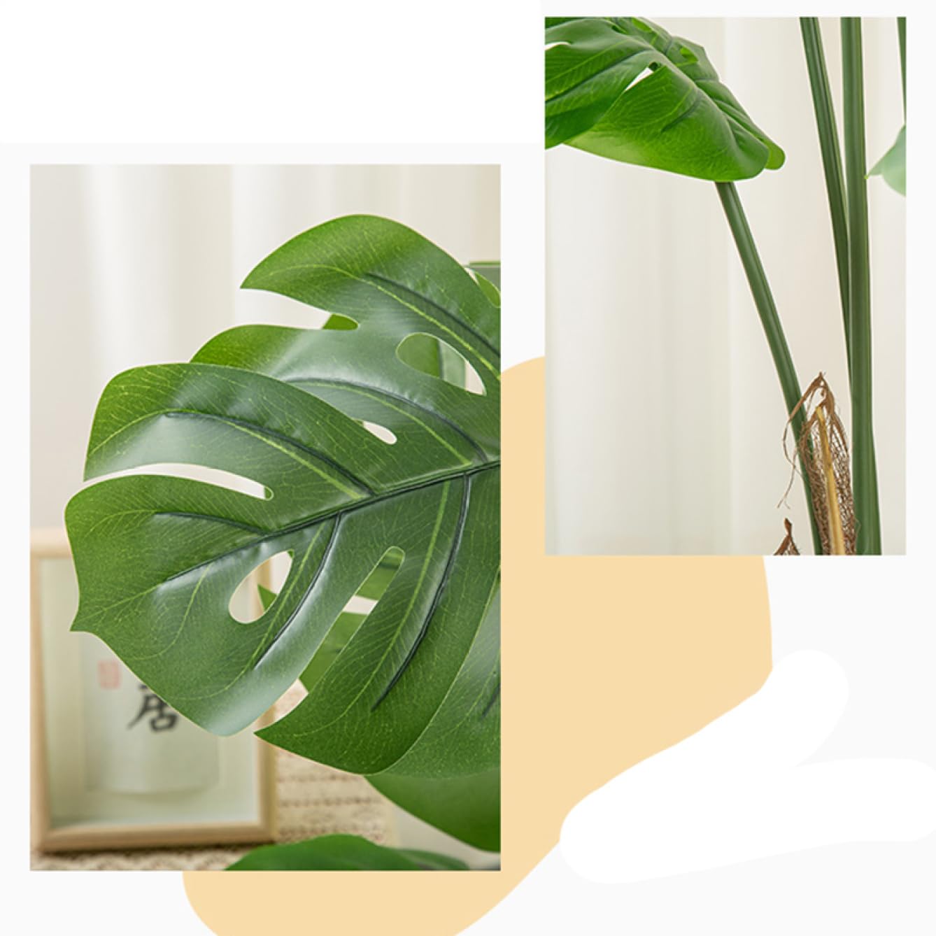 Amazon｜HGJH 人工観葉植物 モンステラ 黒い鉢 90cm フェイクグリーン 