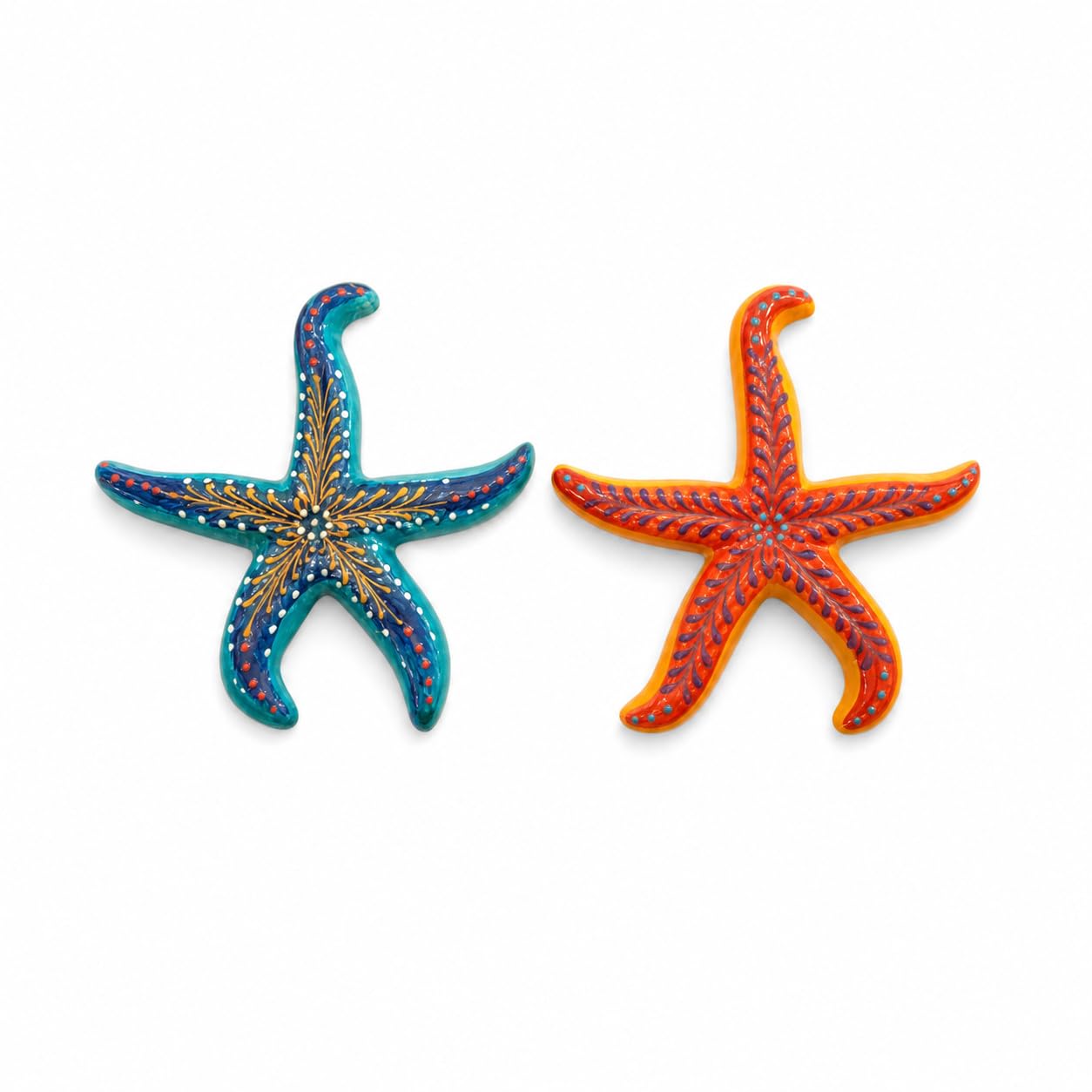 Estrellas de mar cerámica Colgantes Pack de 2, esculturas Decorativas 23 cm para Pared, baño, terraza y hogar mediterráneo