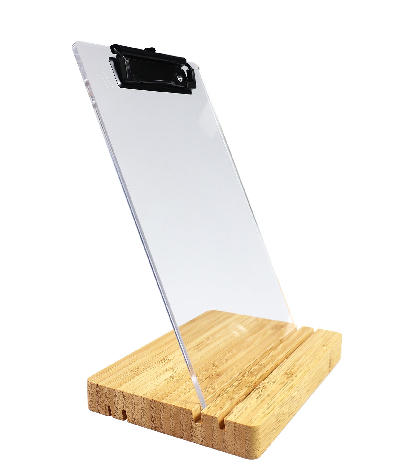 Photo 1 of A5 Half Letter Clipboard with Stand,Clear Acrylic Freestanding Memo Size Clipboards,Document Typing Paper Stand,Menu Display Board,Receipt Holder (6"×9")