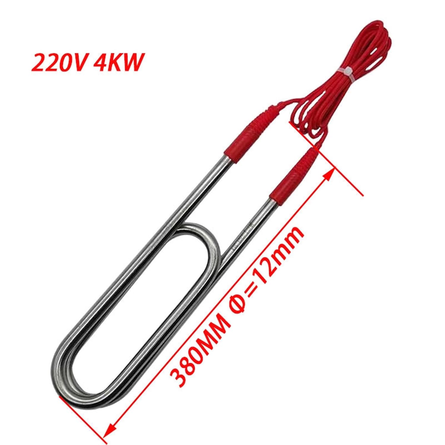 220V/380V Electric Heating Tube U Type Stainless Steel Immersion Water Heater for Tank 1Pcs(220V,3KW 350mmL)
